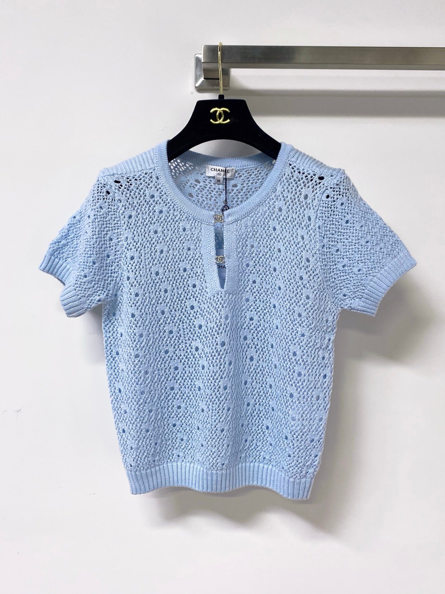 Chanel 2026 Short-Sleeved Shirts Crochet Logo Buttons 449828