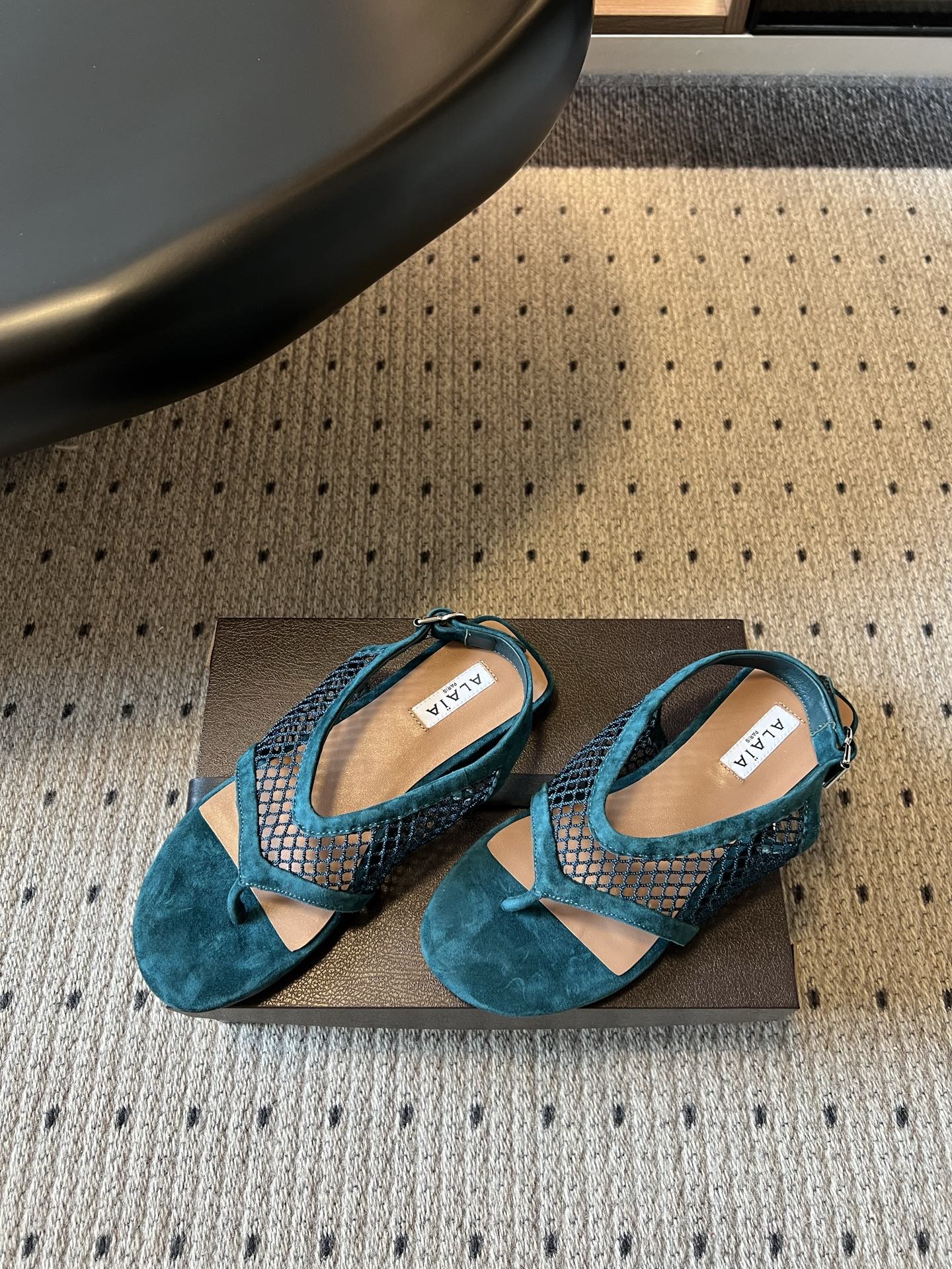 Alaia 2026 Thong Sandals Mesh Suede 803341
