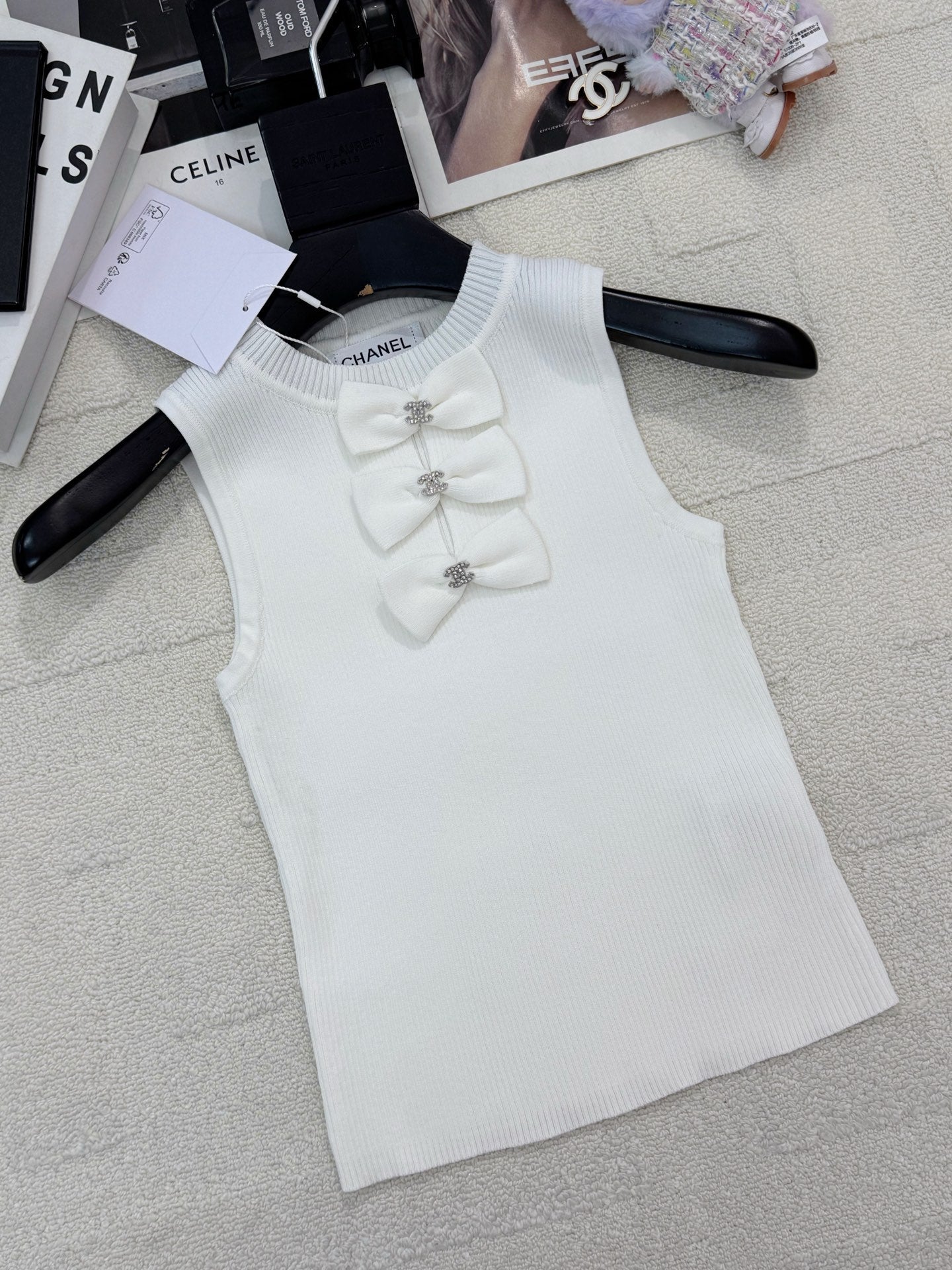 Chanel 2026 Bow-Tie Vest with Logo Wool 386926