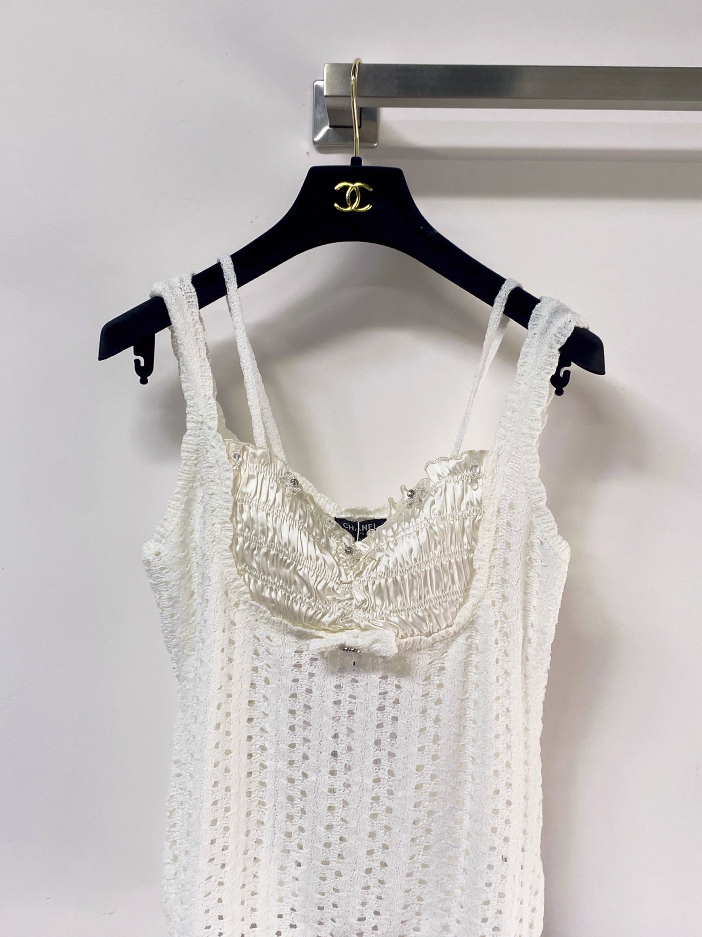 Chanel 2026 Knit Bustier Top Wool Laine With Satin Detailing 471895
