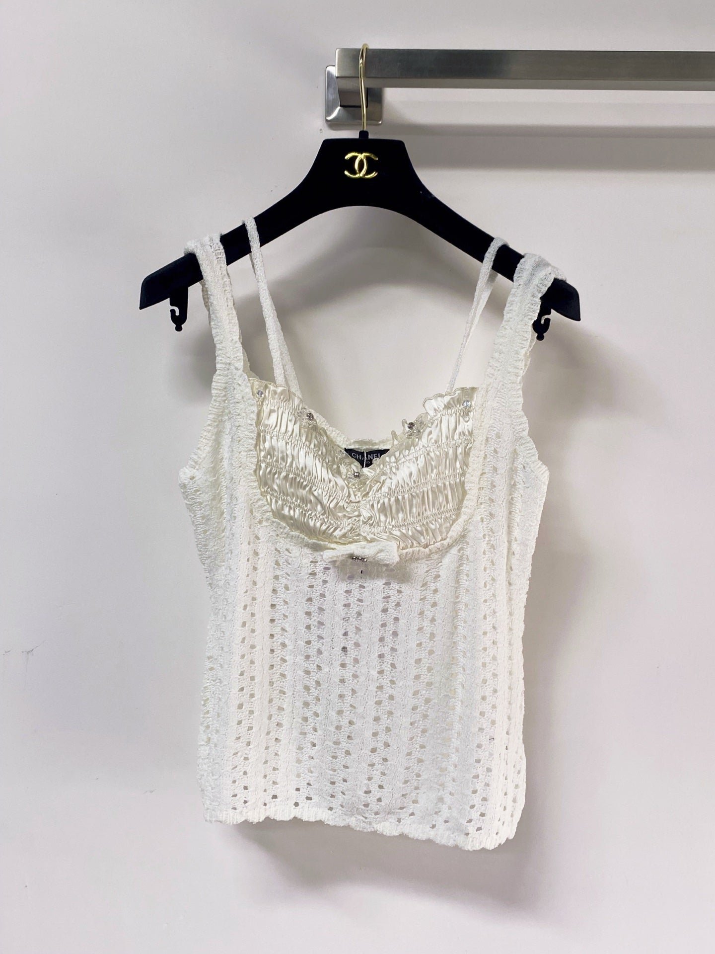 Chanel 2026 Knit Bustier Top Wool Laine With Satin Detailing 471895