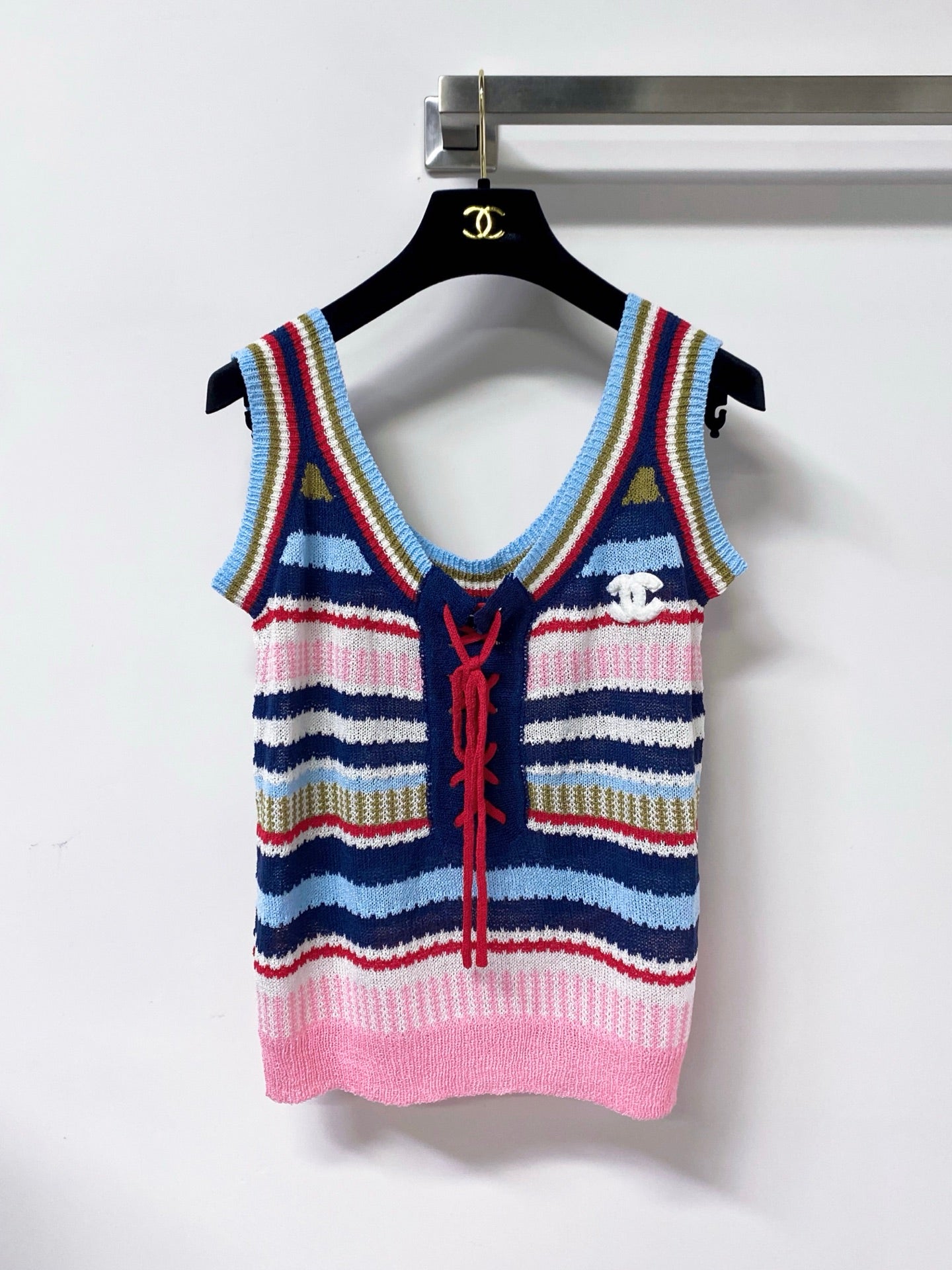 Chanel 2026 Knit Tank Top V-neck Cotton 479947