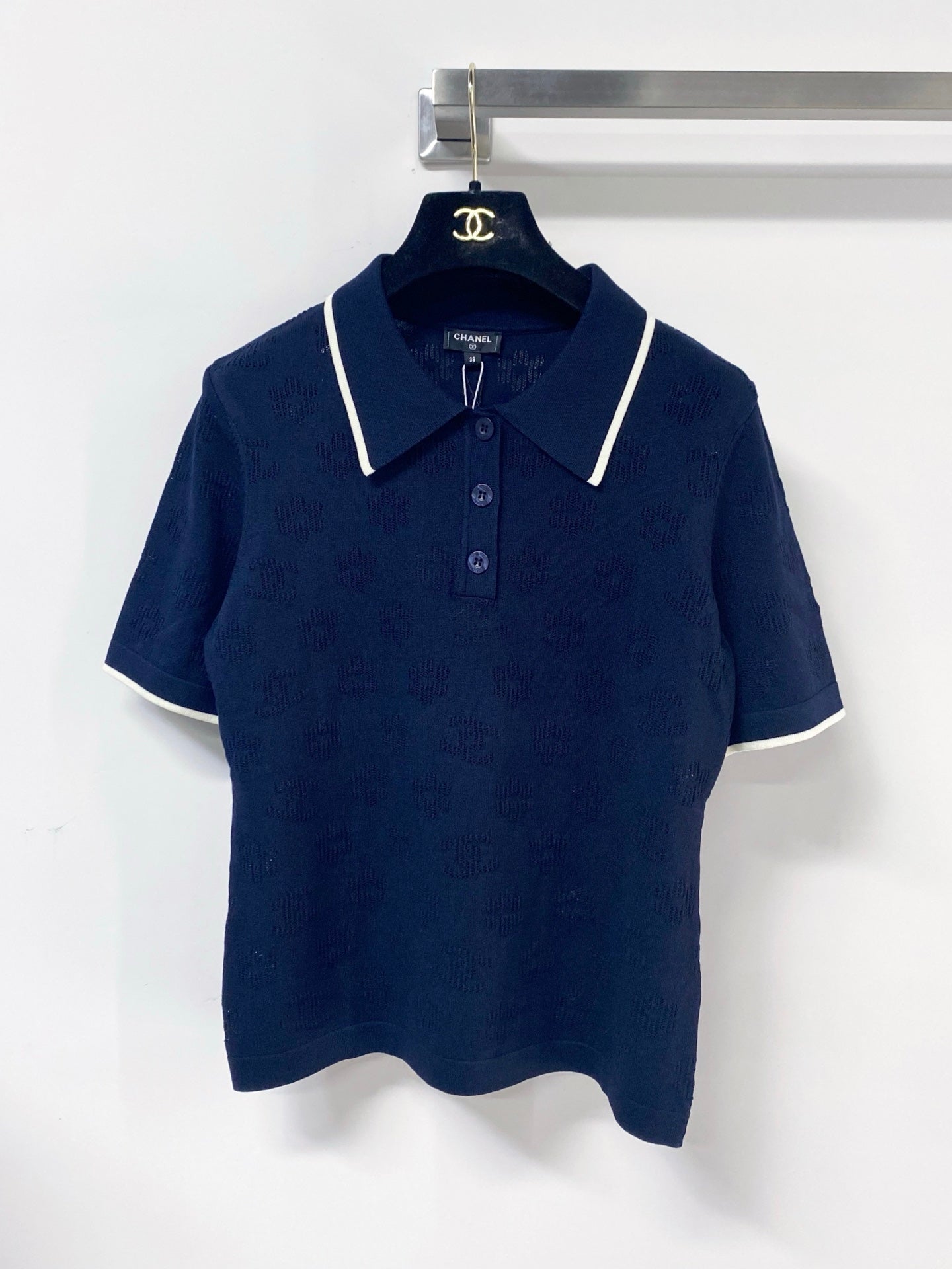 Chanel 2026 Short-Sleeve Knit Polo Shirt Cotton 479910