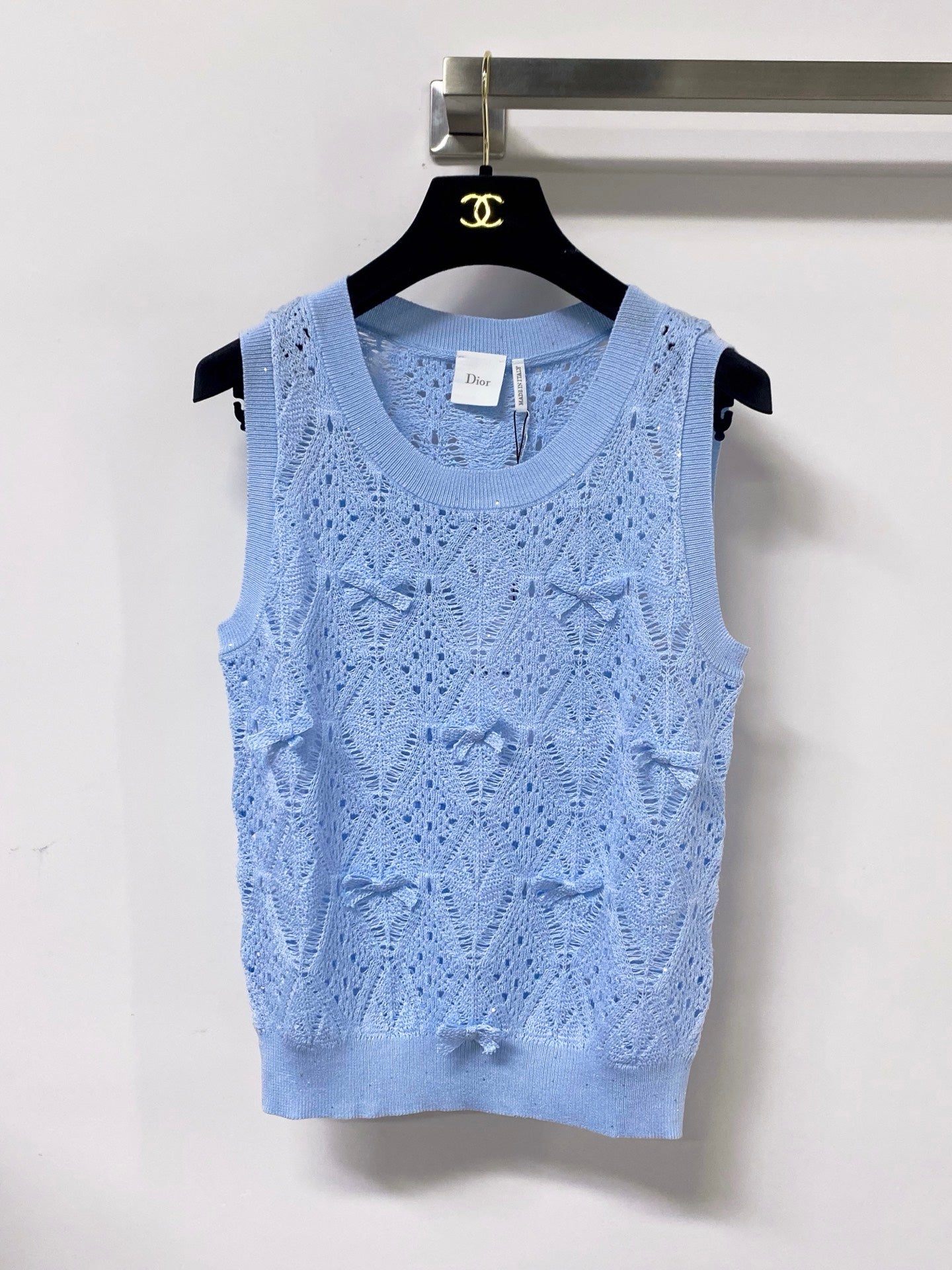 Dior 2026 Knit Vest Decorative Bow Pattern Cotton 479899