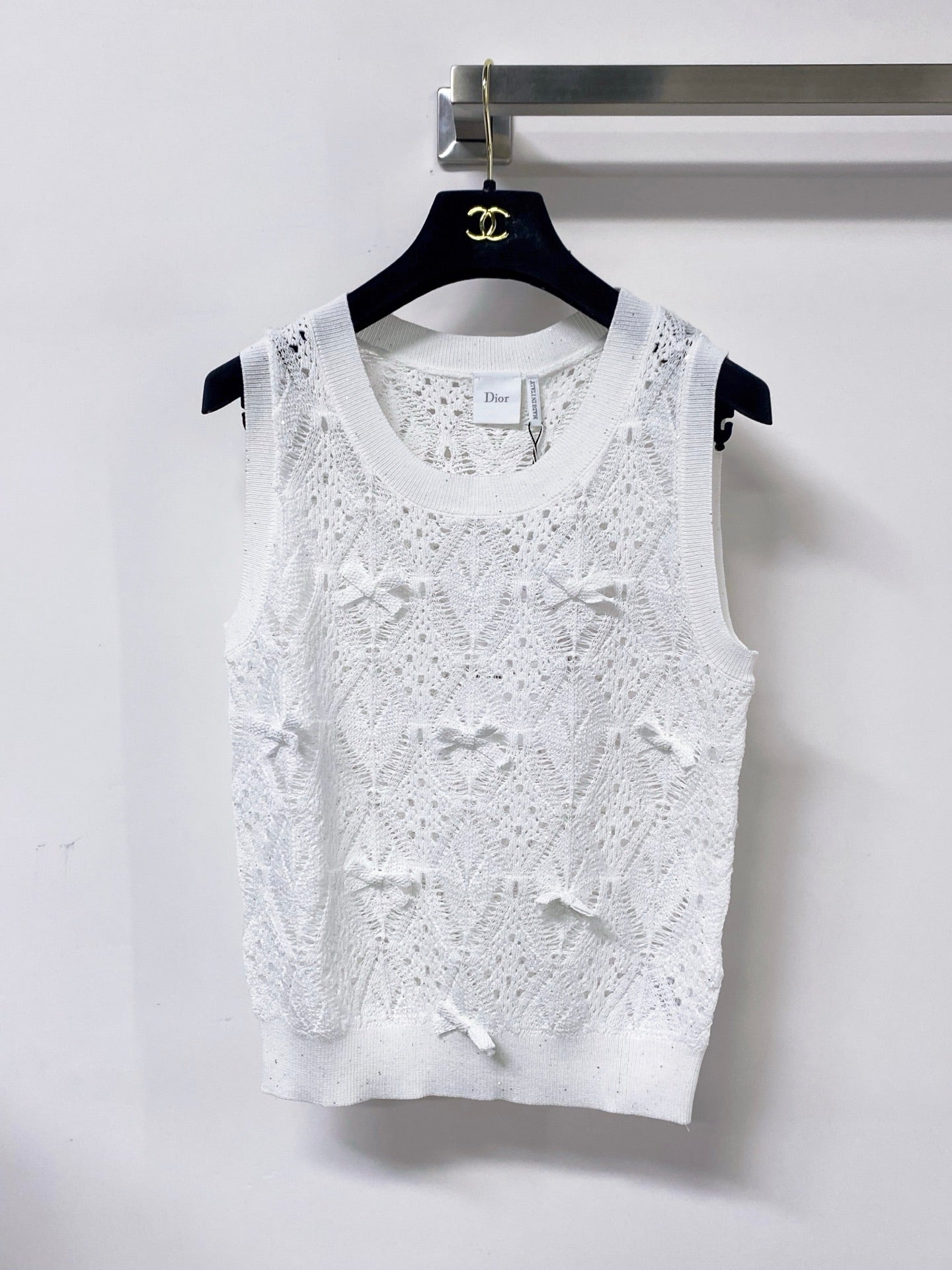 Dior 2026 Knit Vest Decorative Bow Pattern Cotton 479899