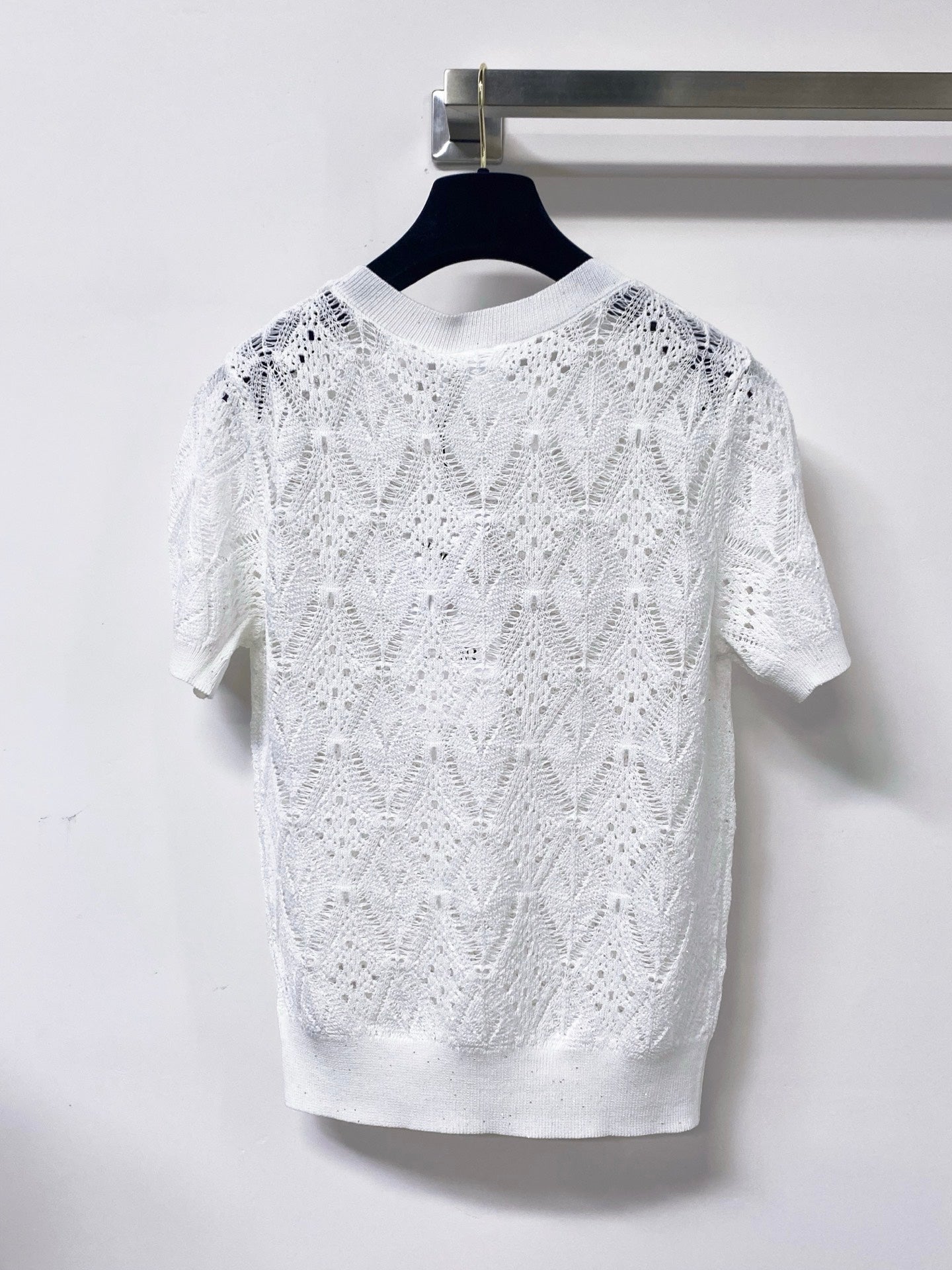 Dior 2026 Openwork Lace Knit Short-Sleeve Top Bow Details 479896
