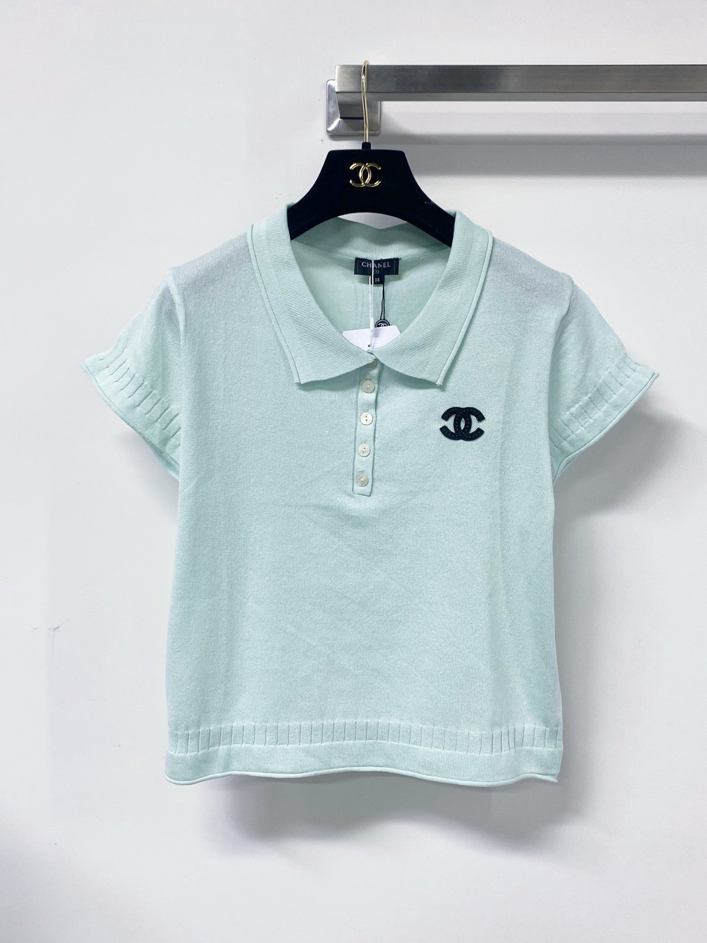 Chanel 2026 Short-Sleeve Knit Polo Shirt Wool Laine 479887