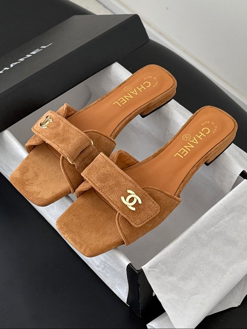 Chanel 2026 Buckle Slippers Leather Cowhide 829744