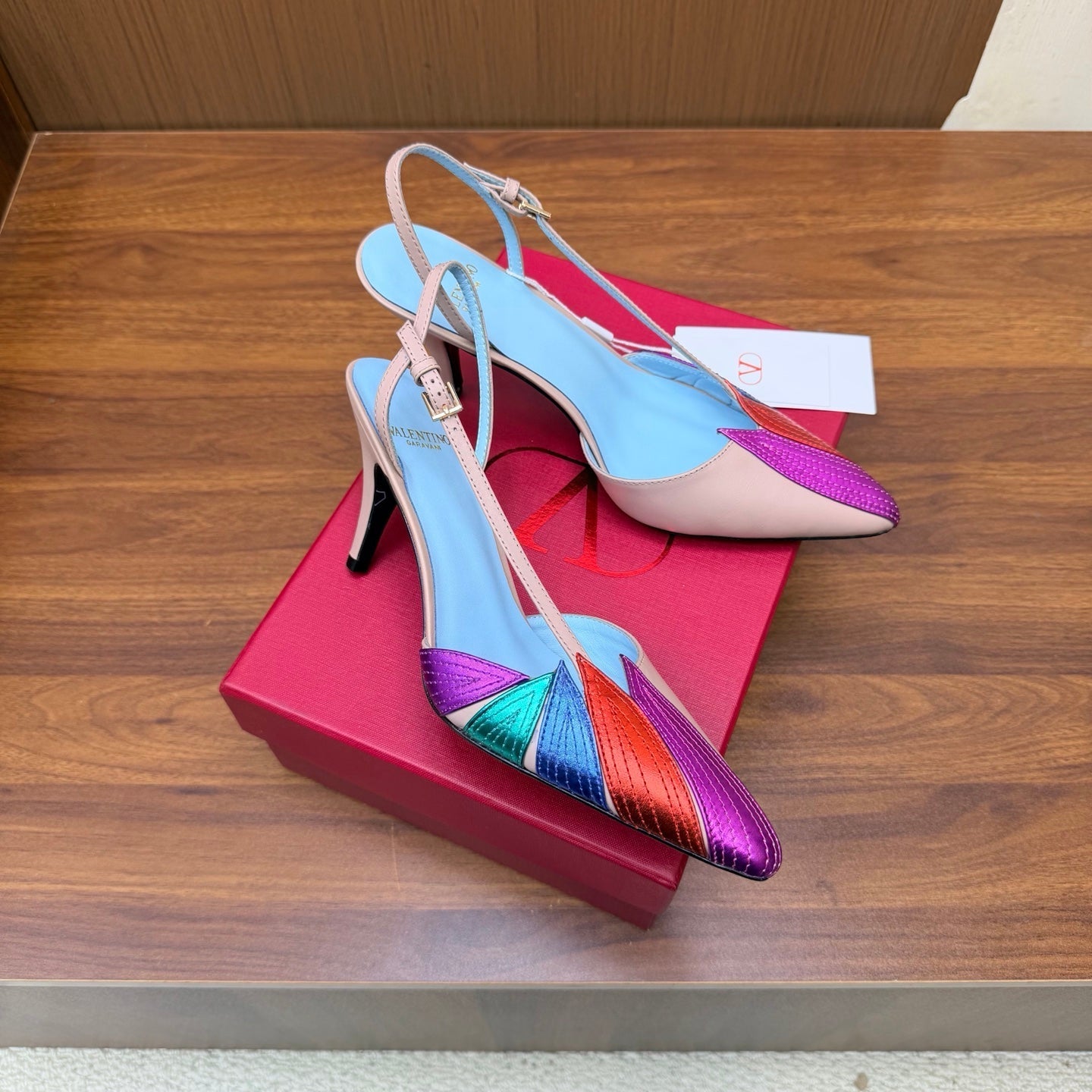 Valentino 2026 Foliefoliage Slingback Pumps Grainet Calfskin 871049