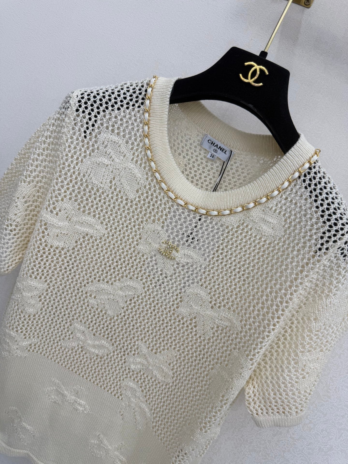 Chanel 2026 Crew Neck Short-sleeved Shirt Cotton 394842