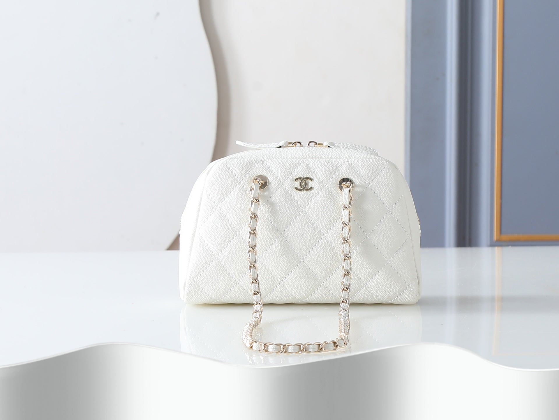 Chanel 2026 Mini Bowling Bag 19.5cm Embossed Calfskin