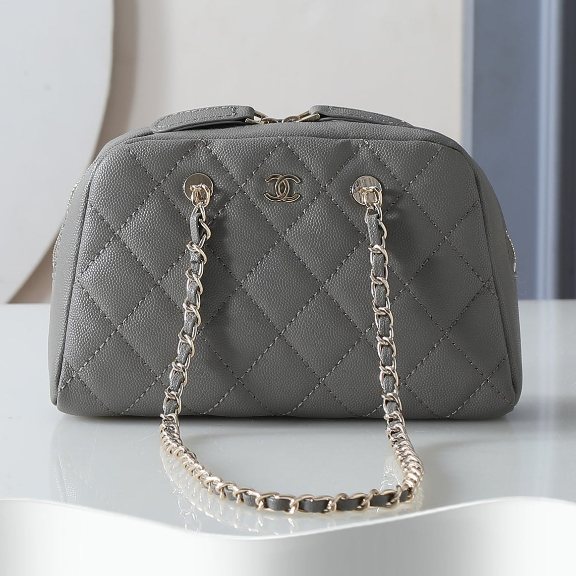 Chanel 2026 Mini Bowling Bag 19.5cm Embossed Calfskin