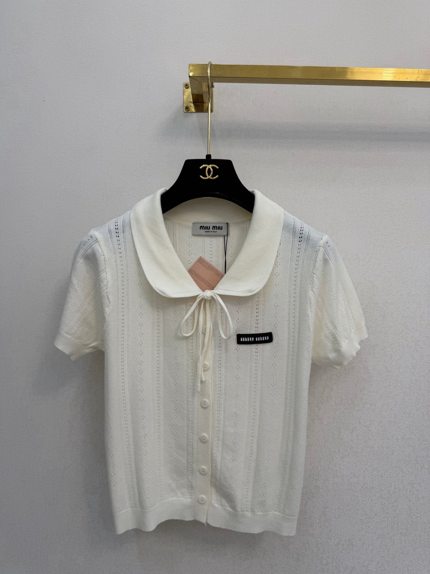 Miumiu 2026 Collared Short-sleeved Cardigan Tencel 394804