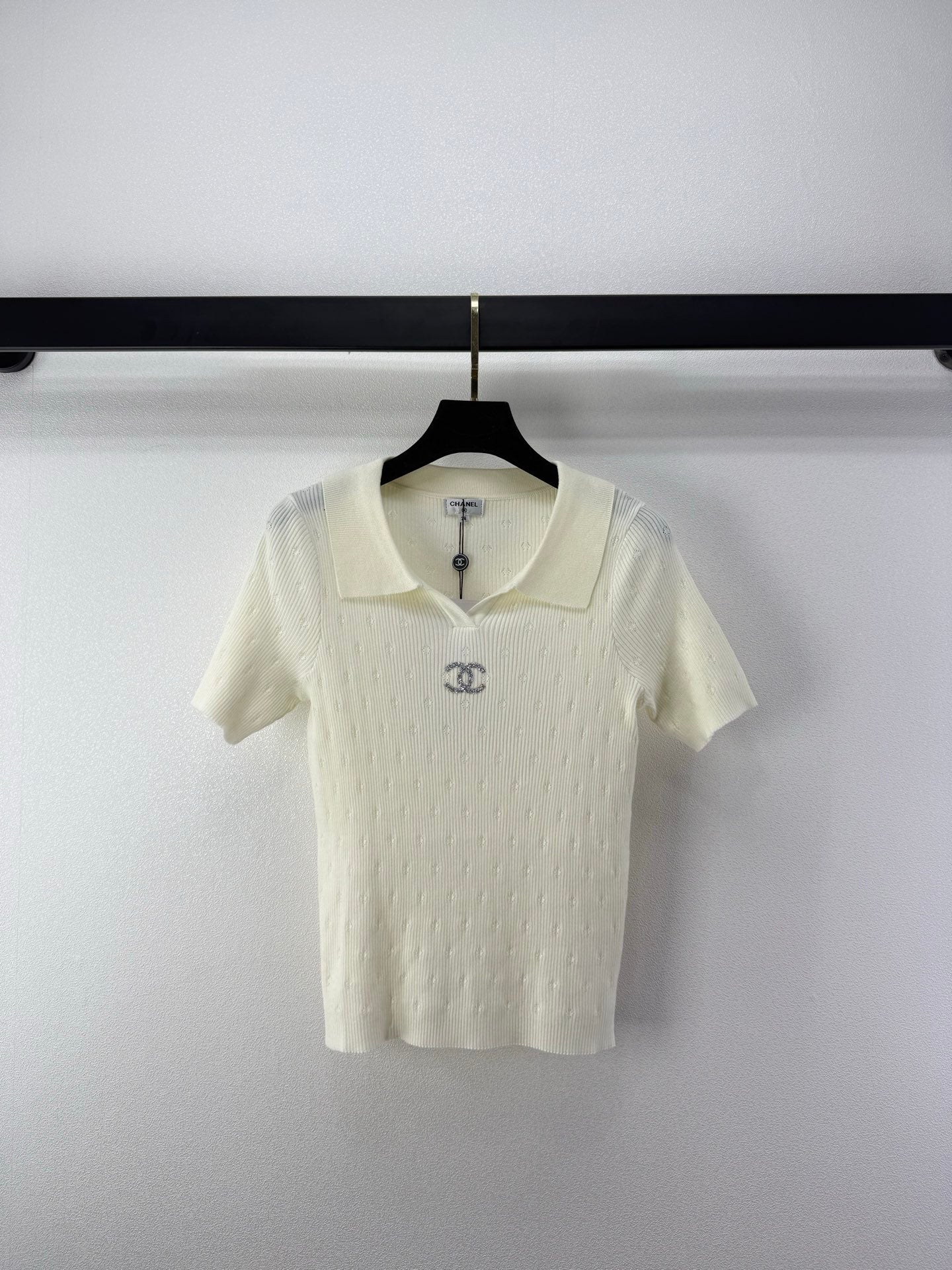 Chanel 2026 V-neck Knit Polo Shirt Wool 395576