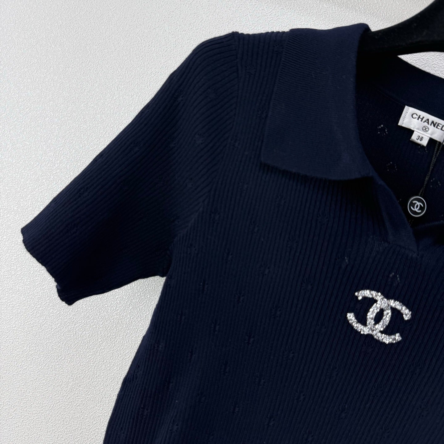 Chanel 2026 V-neck Knit Polo Shirt Wool 395576