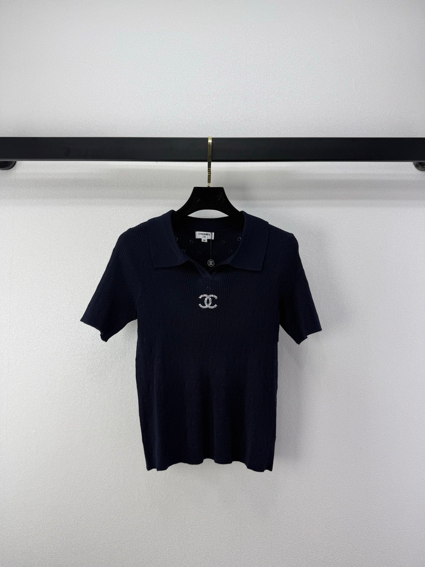 Chanel 2026 V-neck Knit Polo Shirt Wool 395576