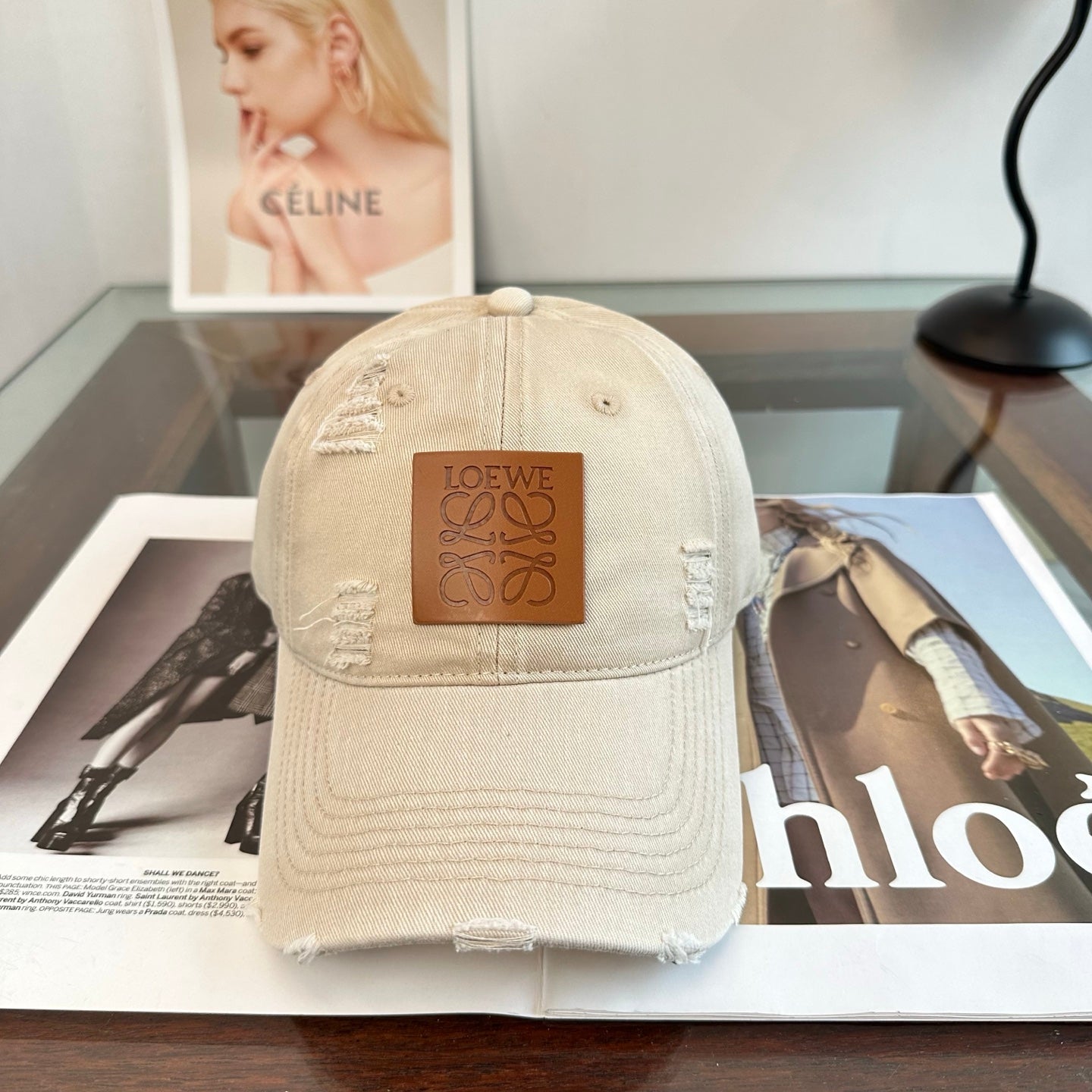 Loewe Distressed Baseball Cap 343427