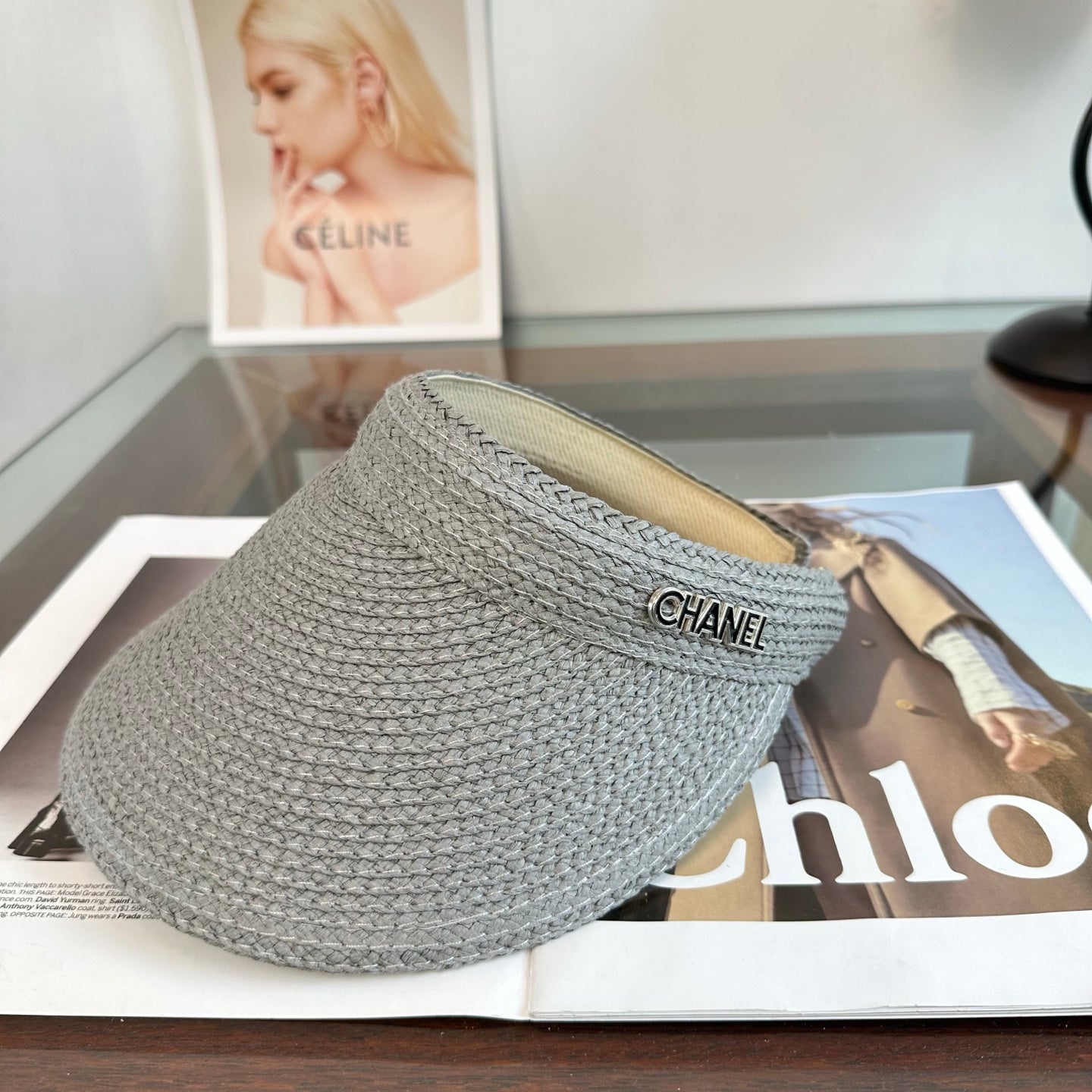 Chanel Visor Hat Raffia 343482