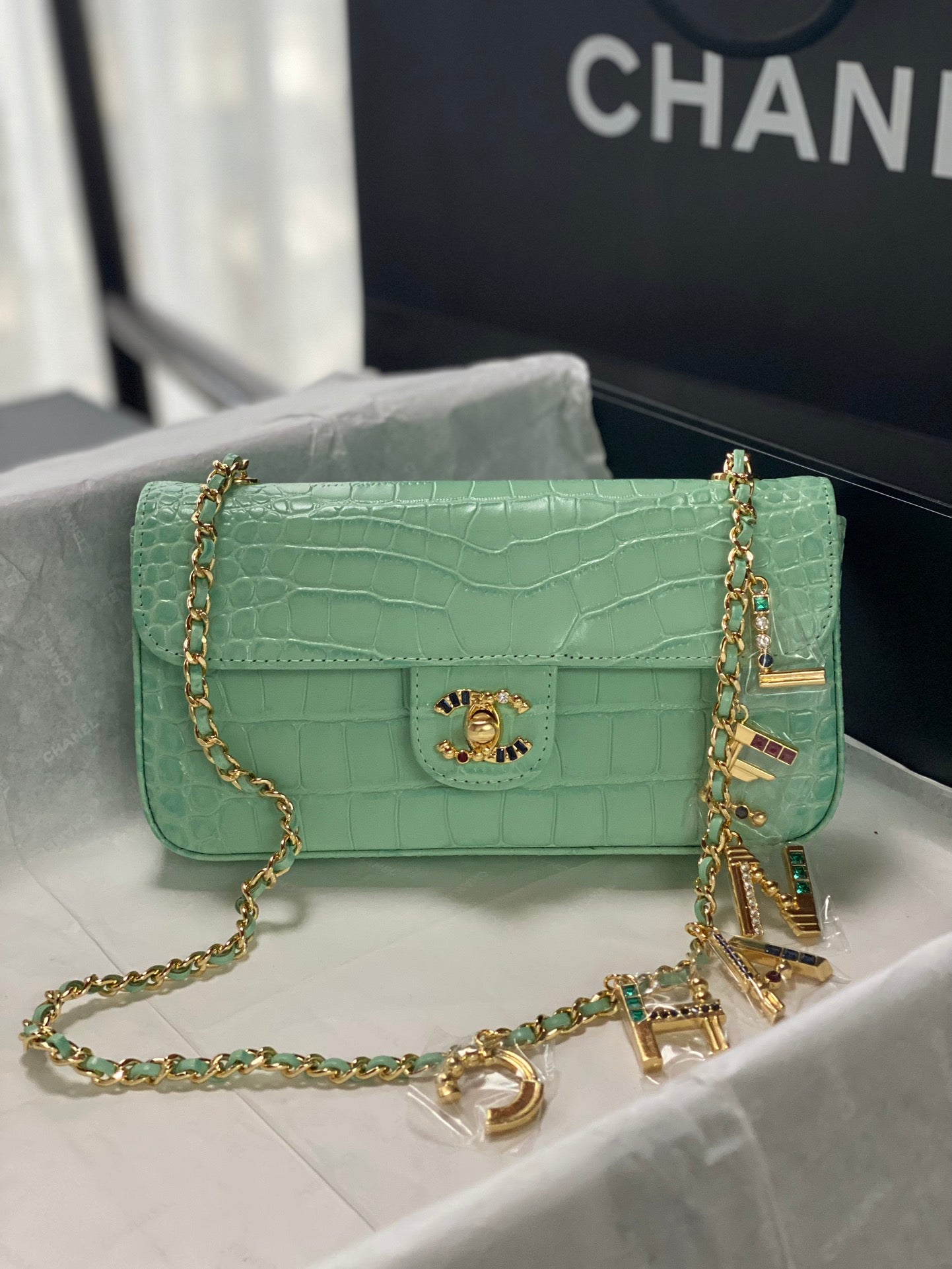 Chane 2026 Gemstone-encrusted Double-C Bag 22cm Calfskin