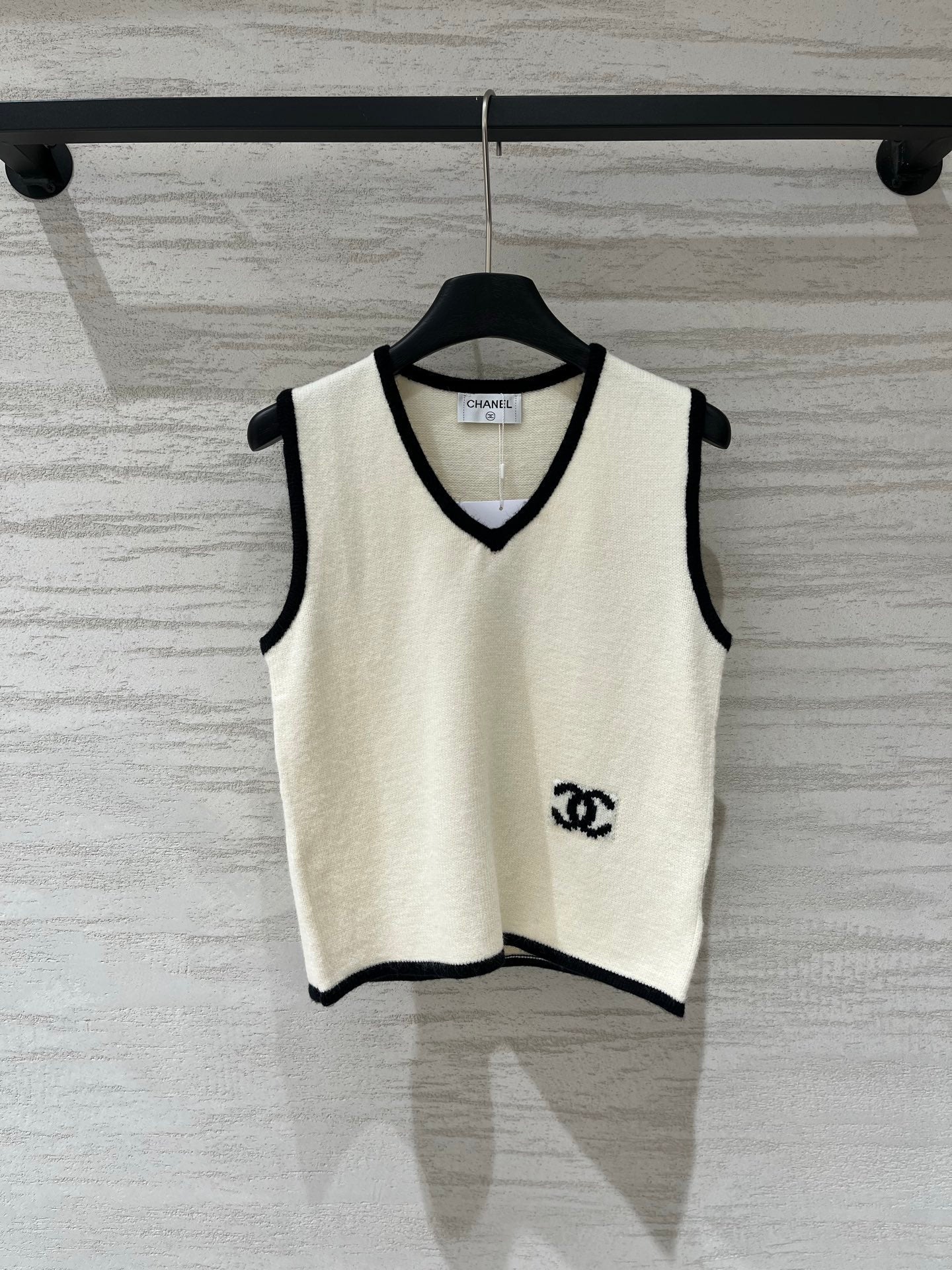 Chanel 2026 V-Neck Vest with Logo Wool 687202