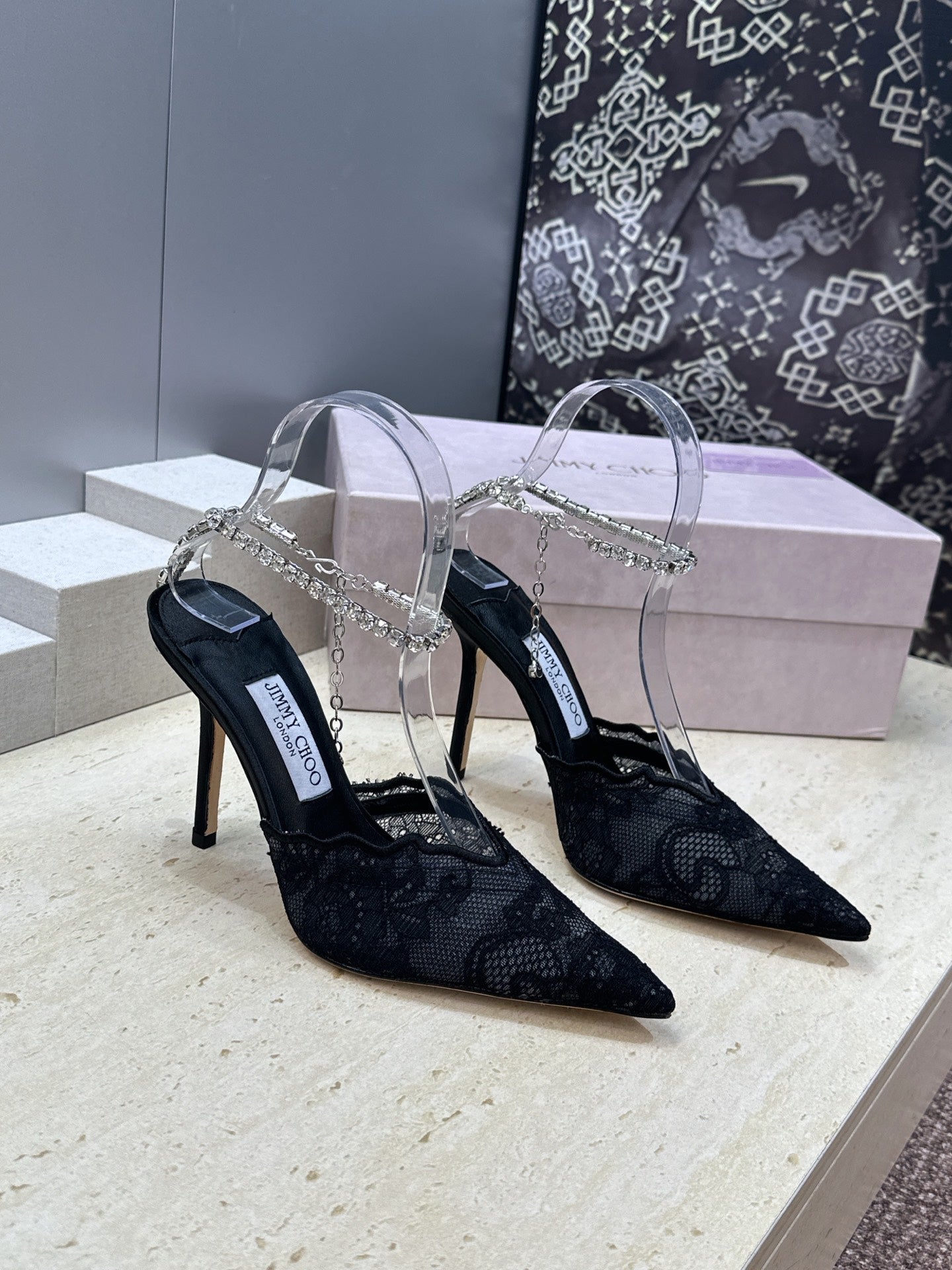 Jimmy Choo 2026 Saeda Crystal Lace Pumps 105mm Mesh 959927