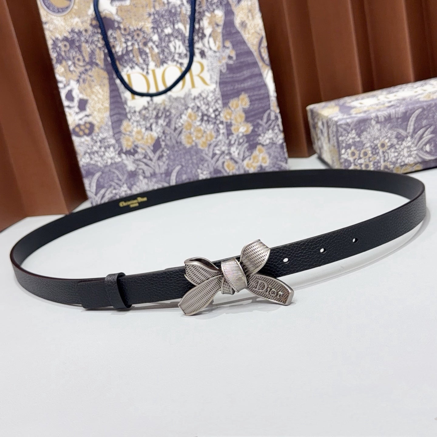 Dior 2026 Bow Belt 2.0cm Grain Cowhide