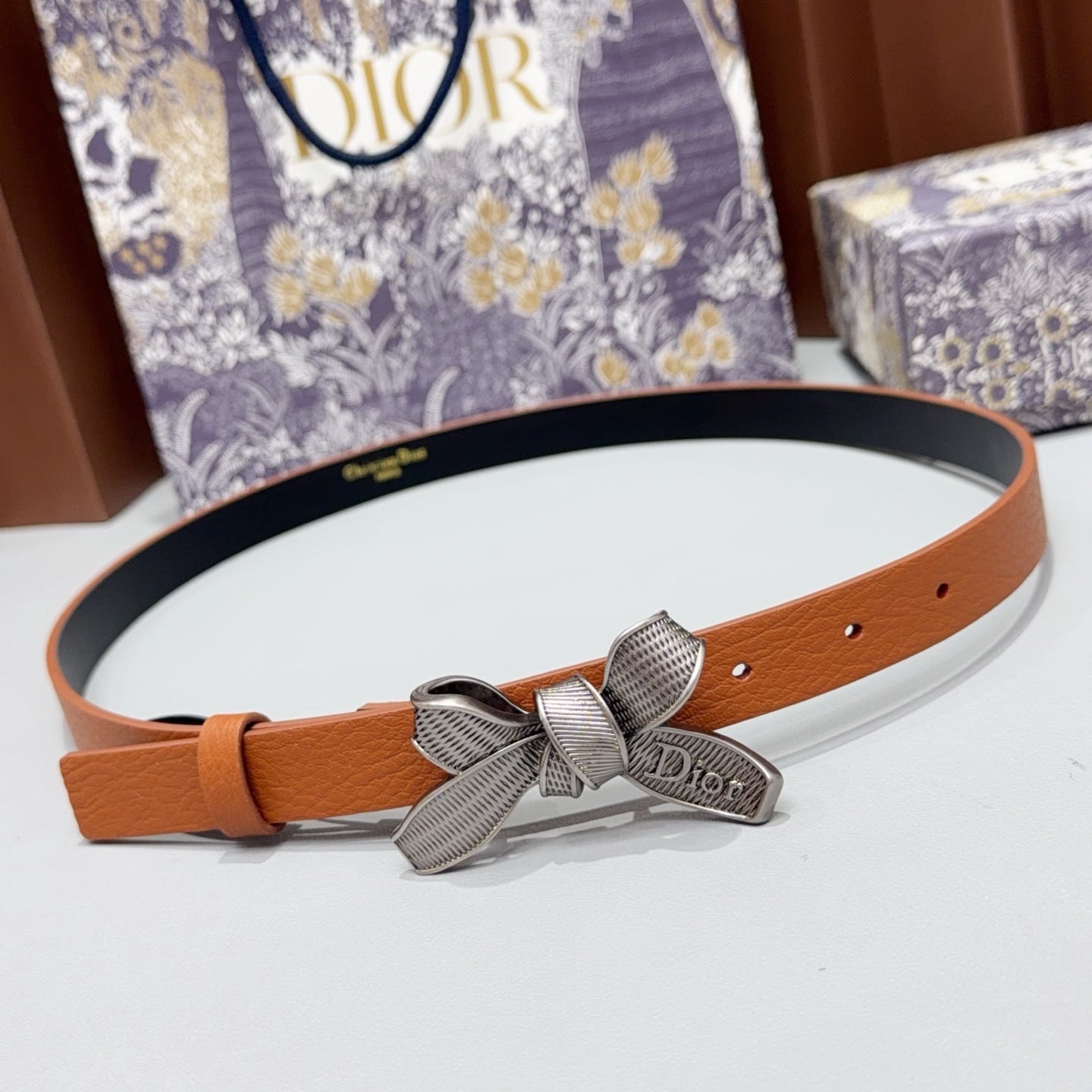 Dior 2026 Bow Belt 2.0cm Grain Cowhide