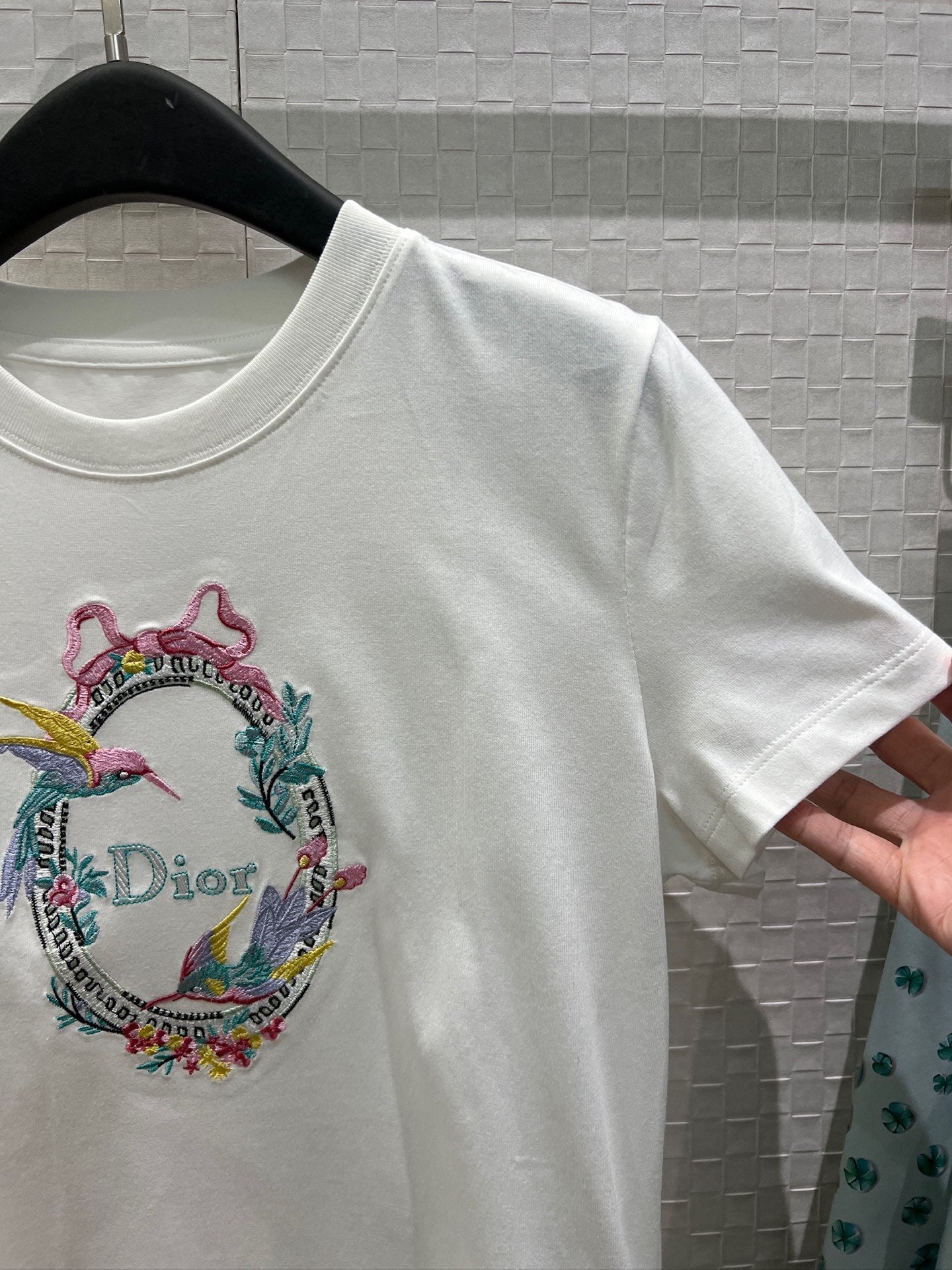 Dior 2026 Colorful Bird and Magic Mirror Logo Short-Sleeve T-Shirt White Cotton 758811