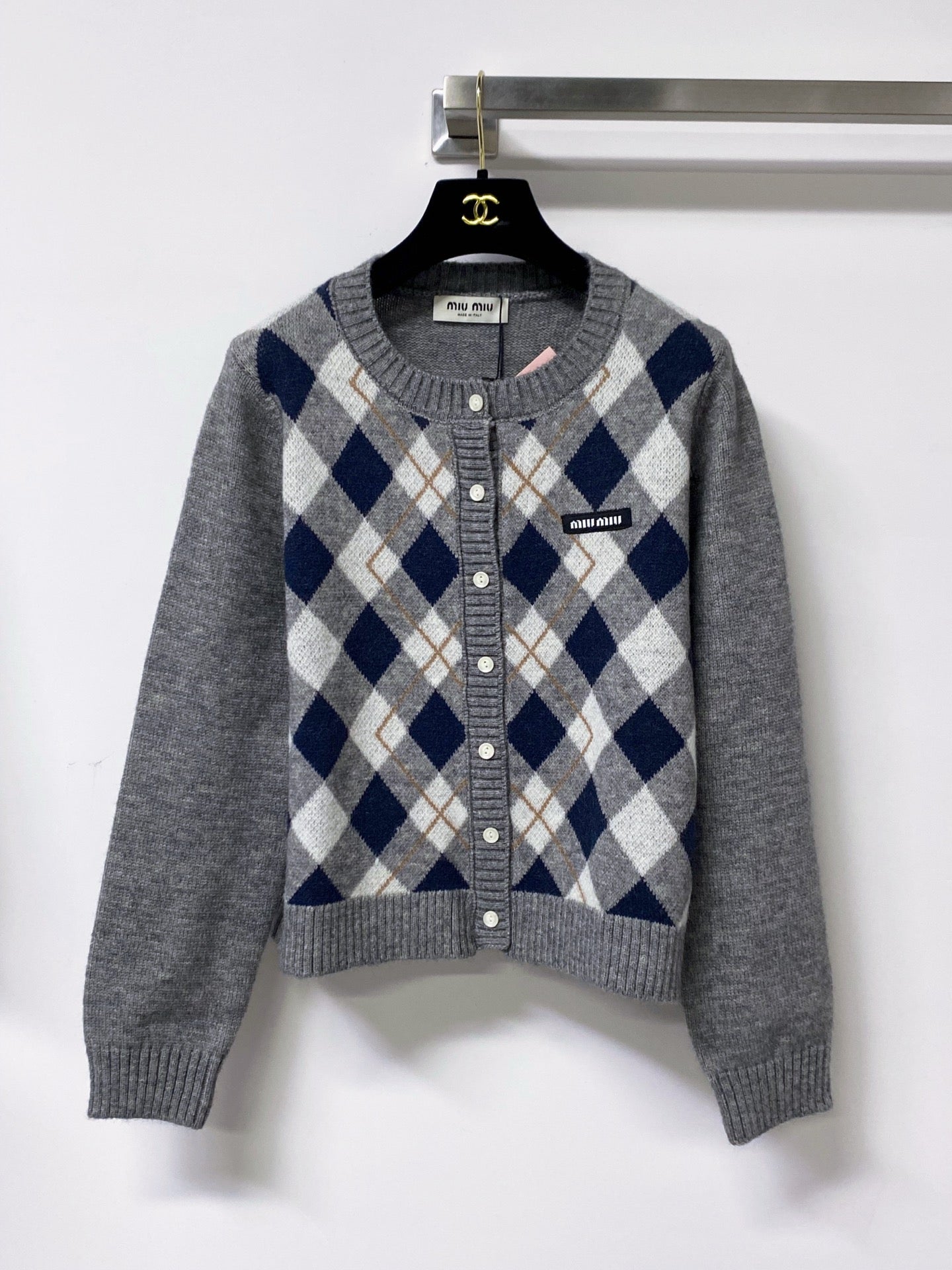 Miumiu 2026 Cardigan with Logo Embellishment Wool 836130