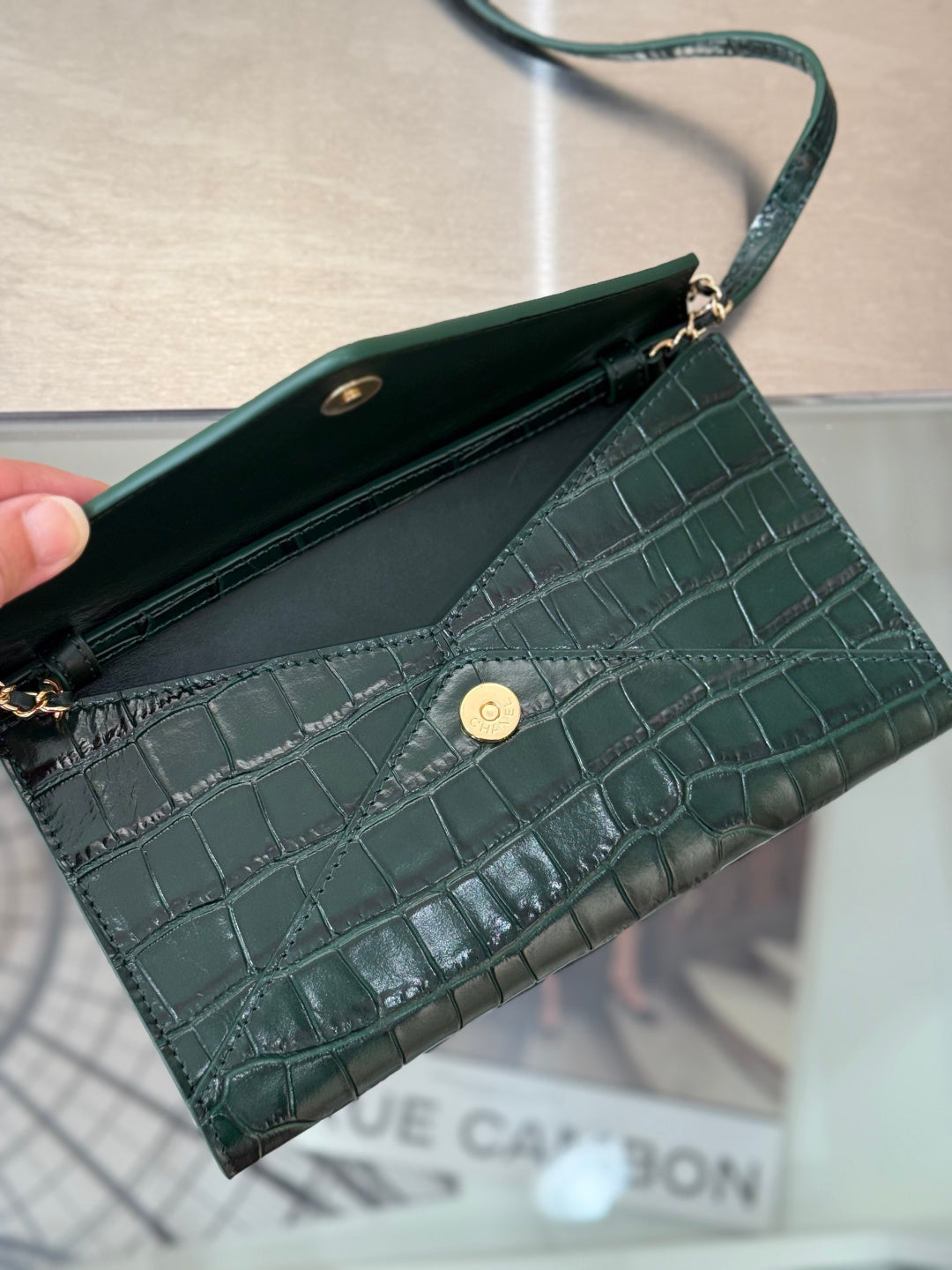 Chanel 2026 Clutch With Strap 21.5cm Crocodile-embossed Calfskin