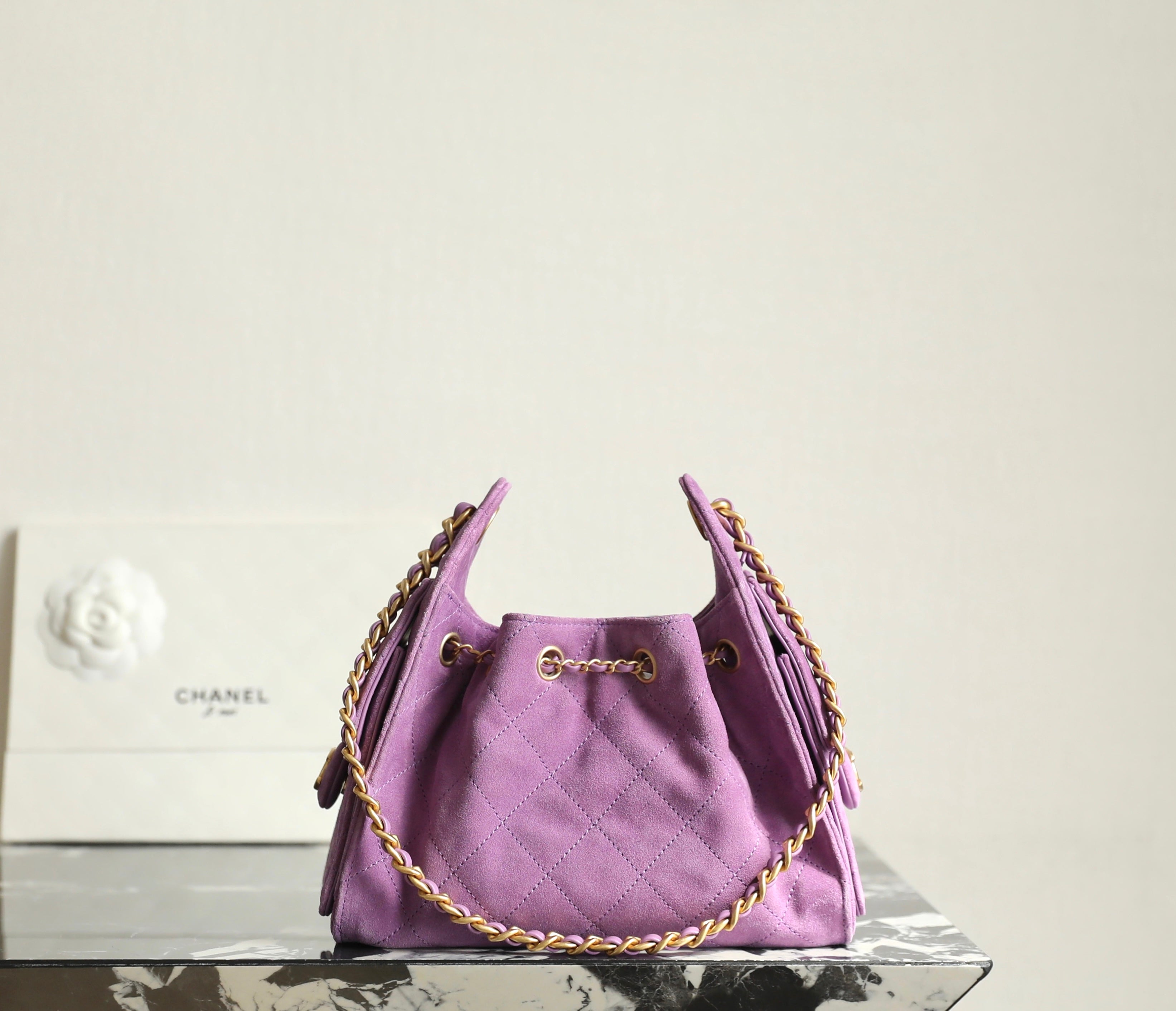 CC 2025 Hobo Bag 22cm Purple Suede 346375