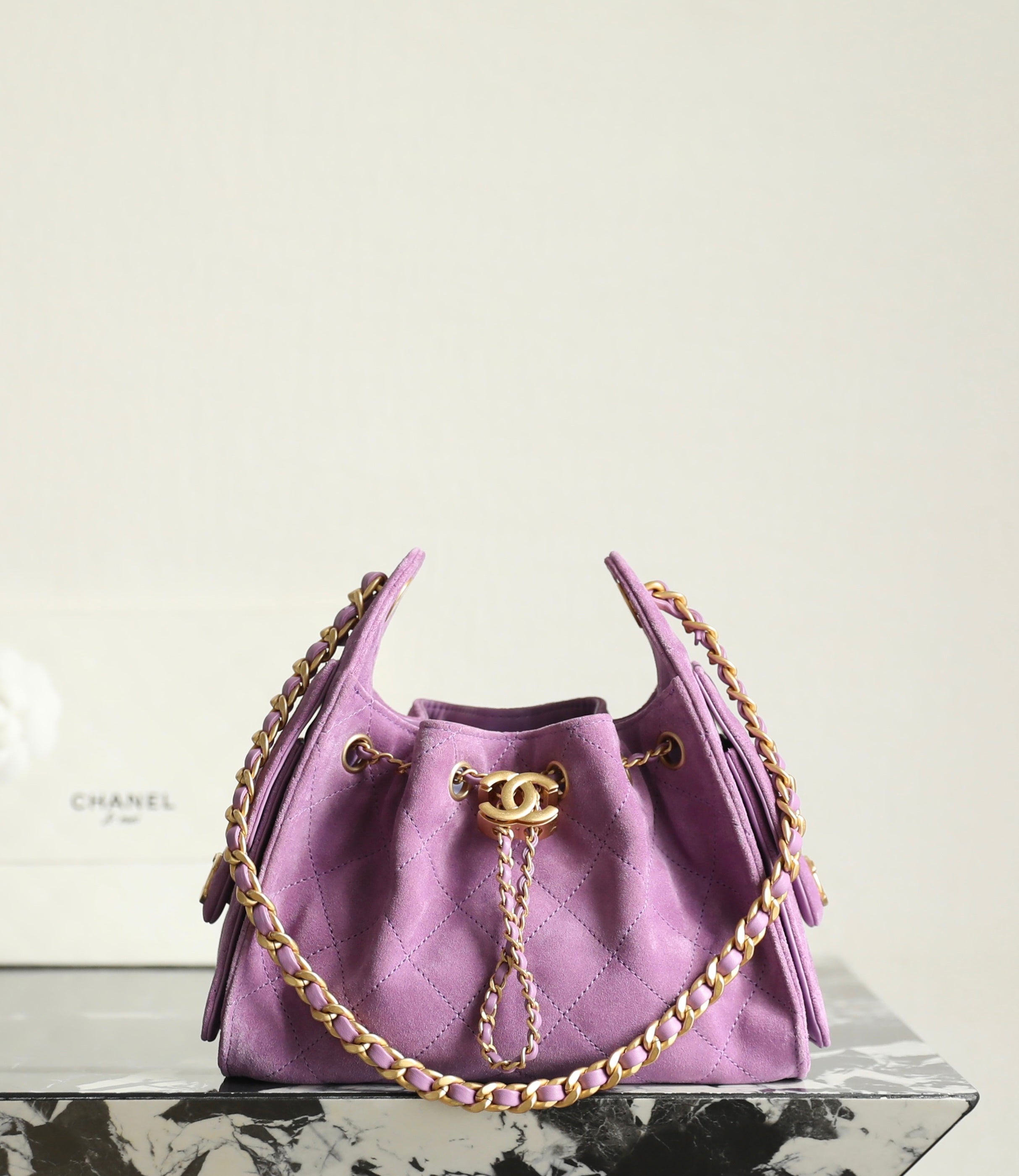 CC 2025 Hobo Bag 22cm Purple Suede 346375