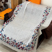 LV x TM Monogram Superflat Flowers 140cm White Multicolor Silk Wool 969172