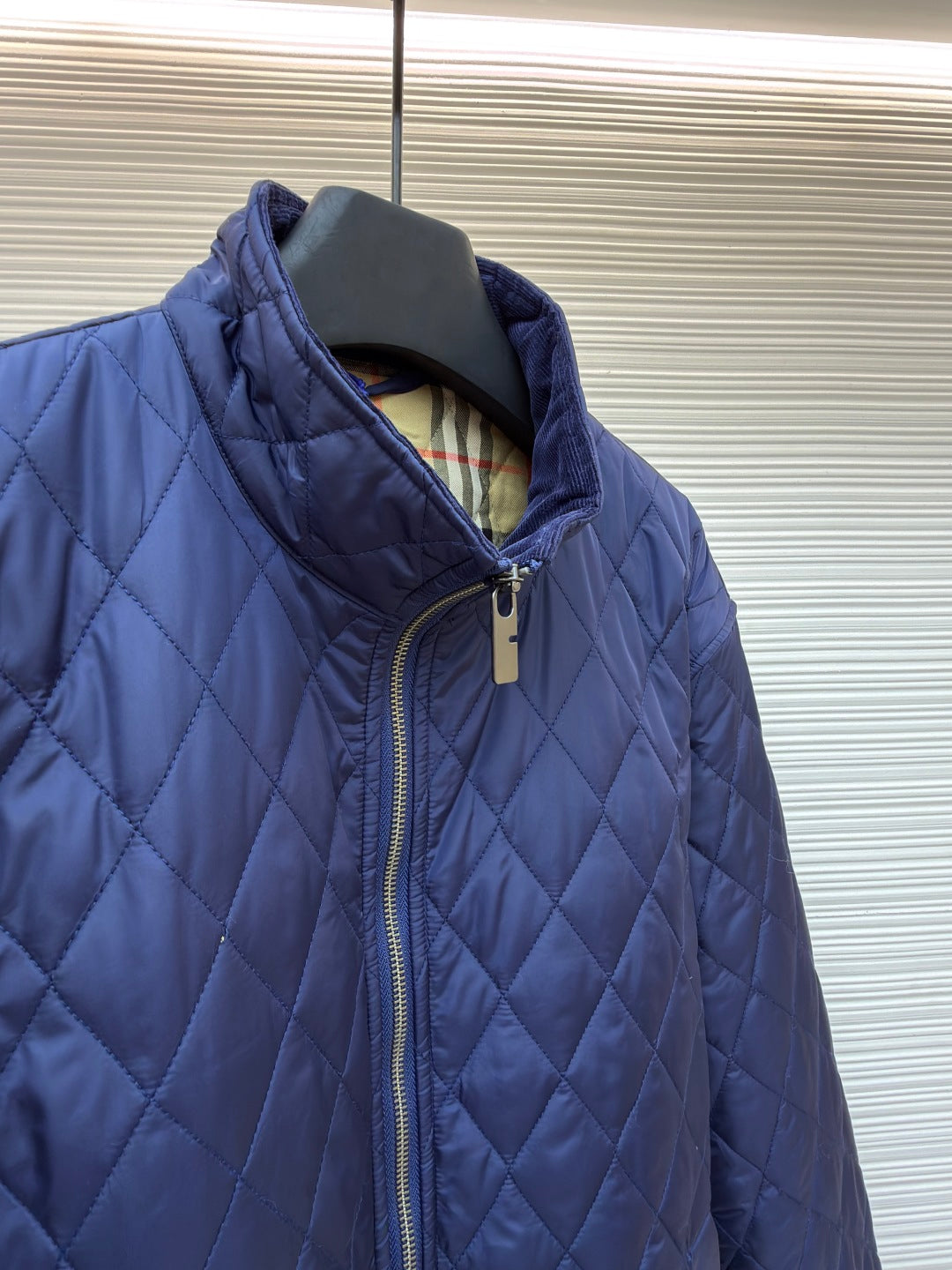 Burberry 25 Quilted Down Jacket Blue Nylon Fabric