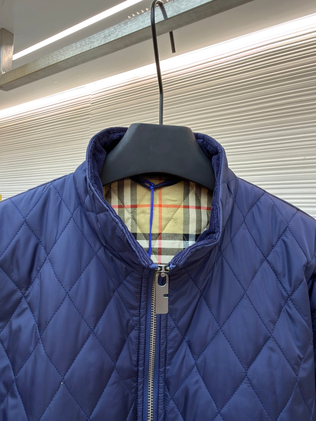 Burberry 25 Quilted Down Jacket Blue Nylon Fabric
