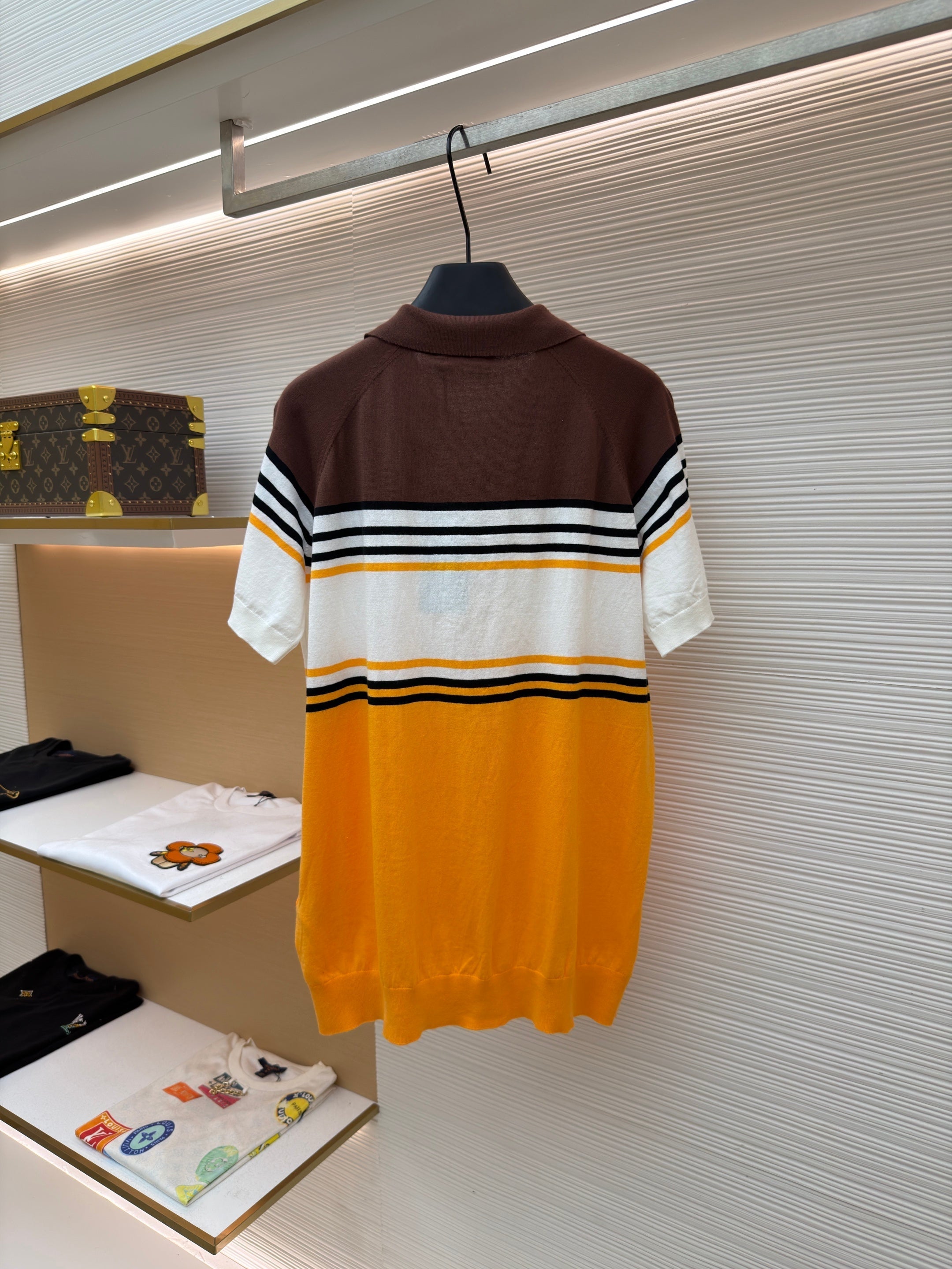 Fendi 2026 Men's Polo Shirt Brown Orange Cotton Fabric 830544