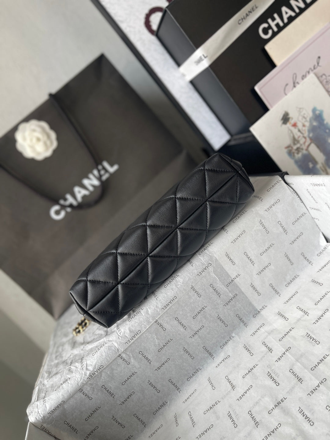 Chanel 2026 Small Shopping Tote Bag Black 24.5cm Black Lambskin 348256