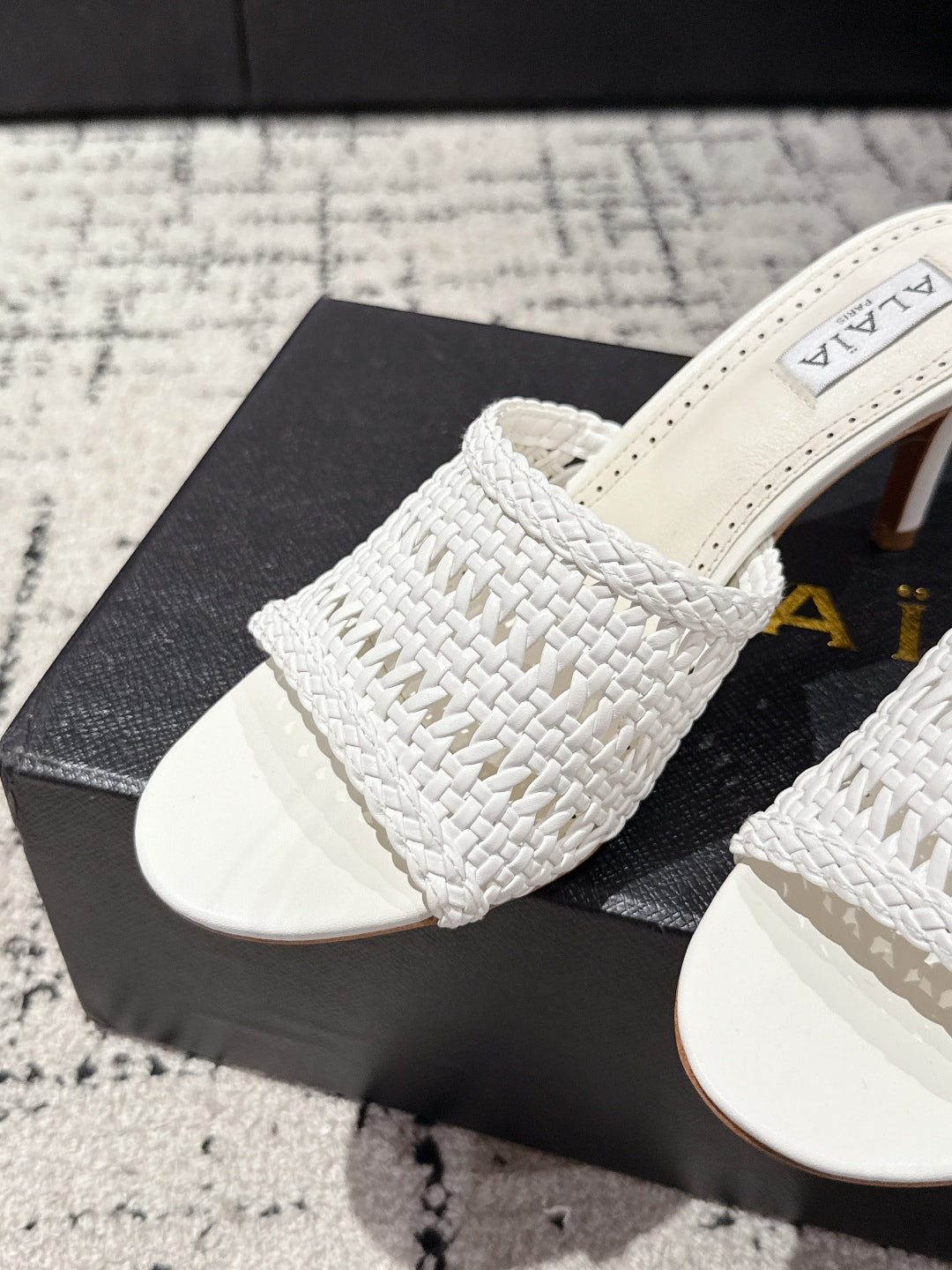ALAIA  Muller high-heeled white woven leather