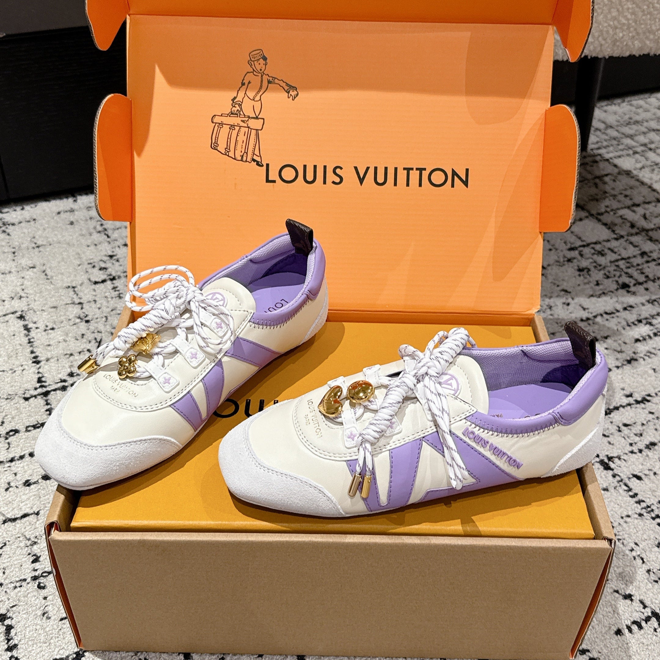 LV Sneakerina ballet-style sneaker white purple cowhide 383382