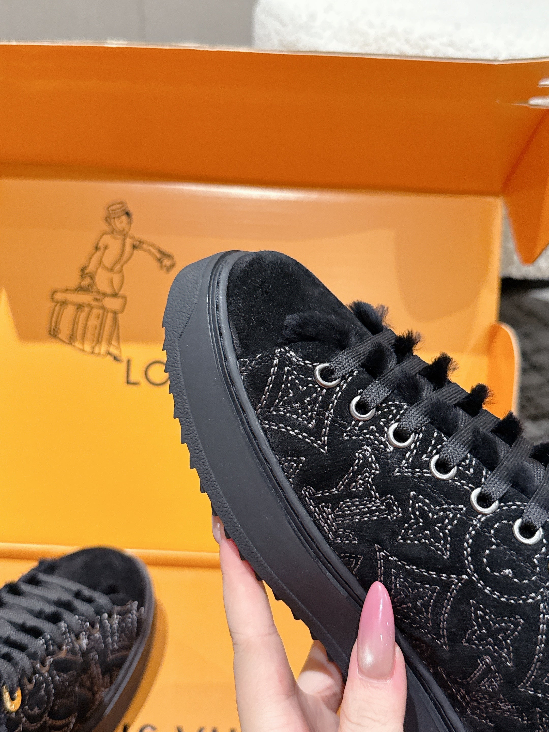 LV 2026 Time Out Sneaker Black Suede Wool 595290