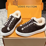 LV 2026 Time Out Sneaker Brown White Suede Wool 595292