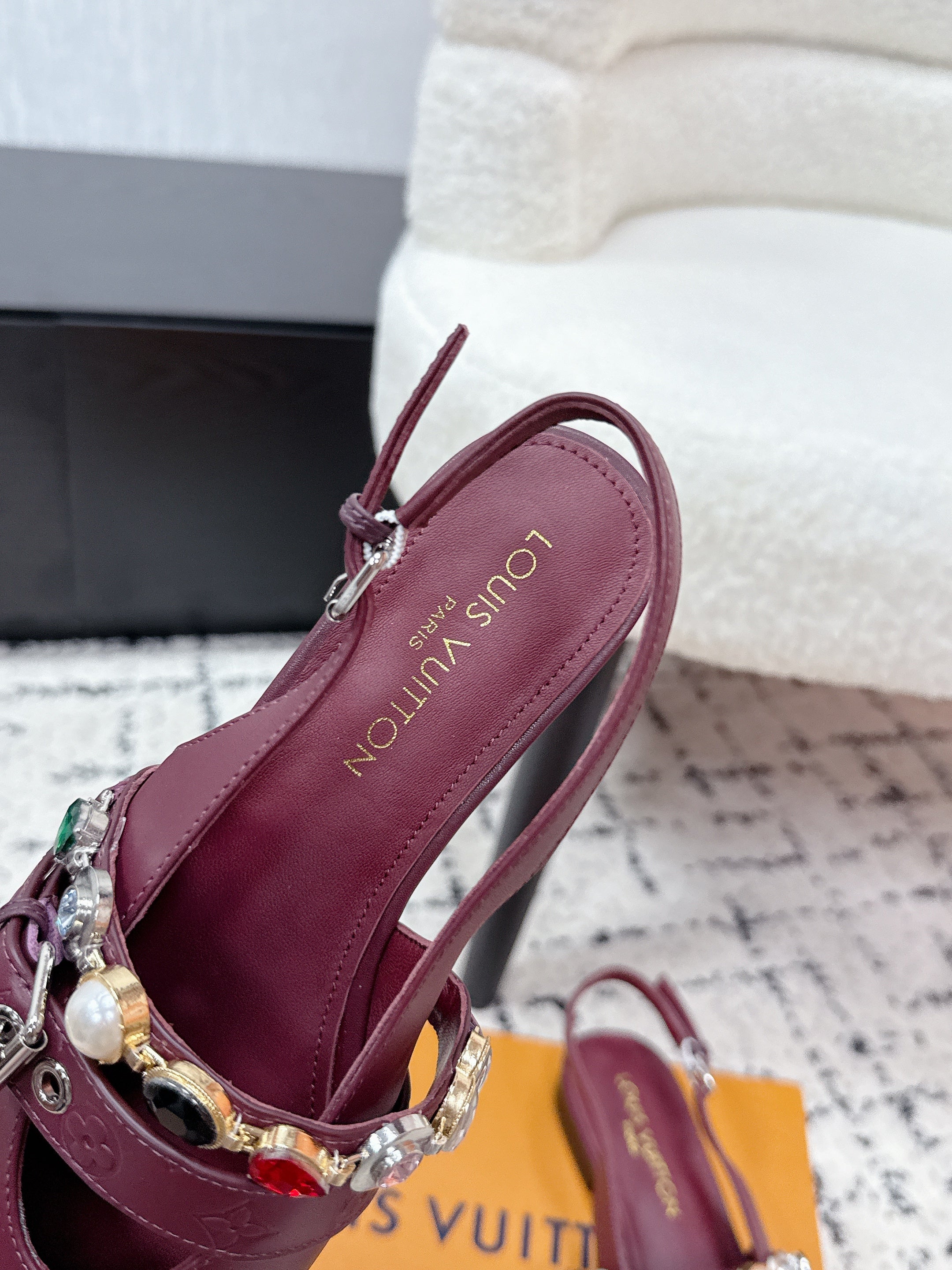 LV 26s Slingback Flats Burgundy Cowhide 616913