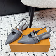 LV 26s Slingback Flats Gray Cowhide 616915