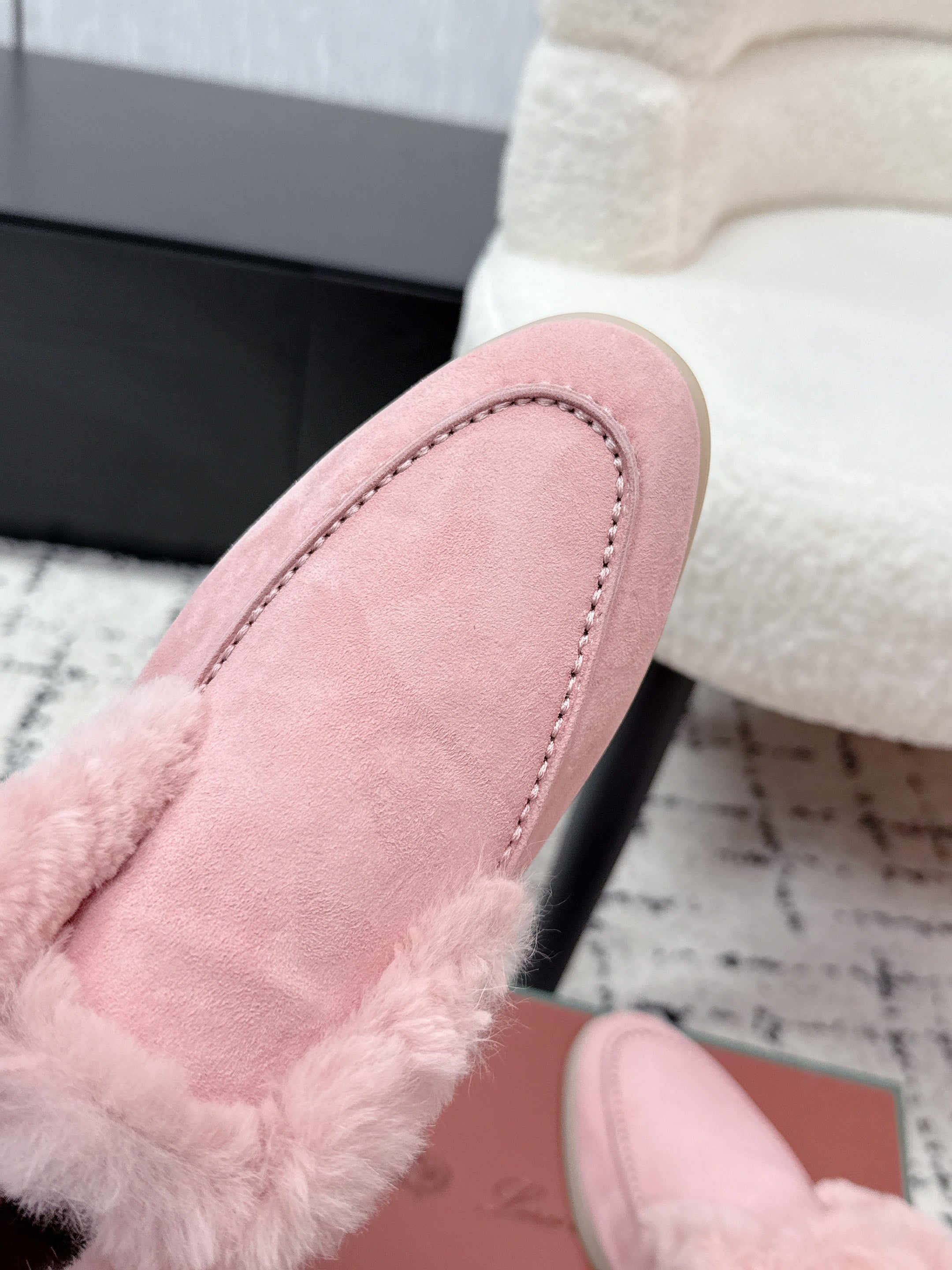LP 26SS Open Walk Ankle Boot Pink Suede Fur 617381