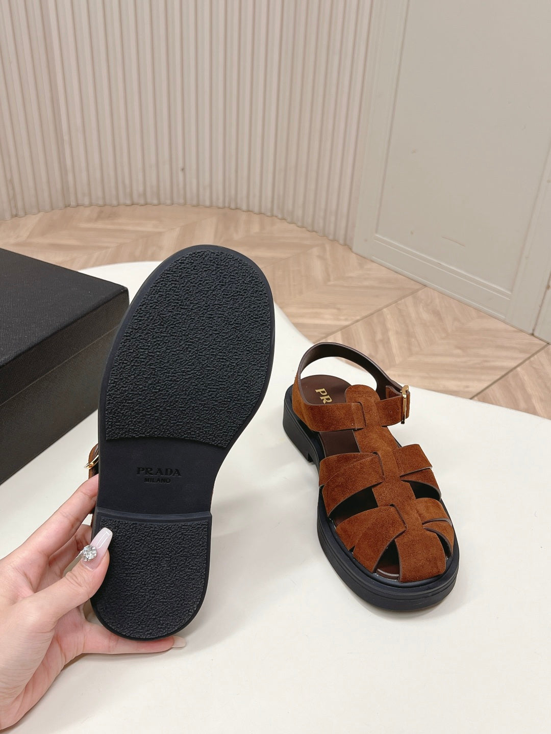 Prada 2026 Sandal Brown Suede 858024
