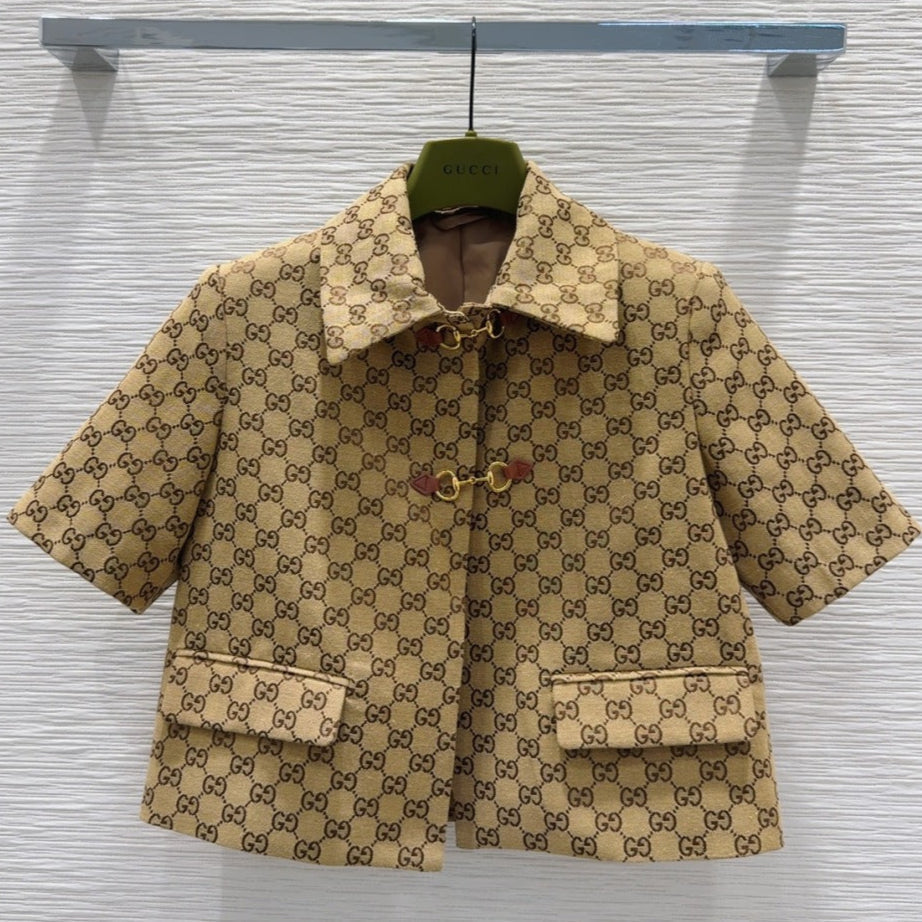 Gucci 2025 Short Jacket Camel and Ebony Polyester Fiber