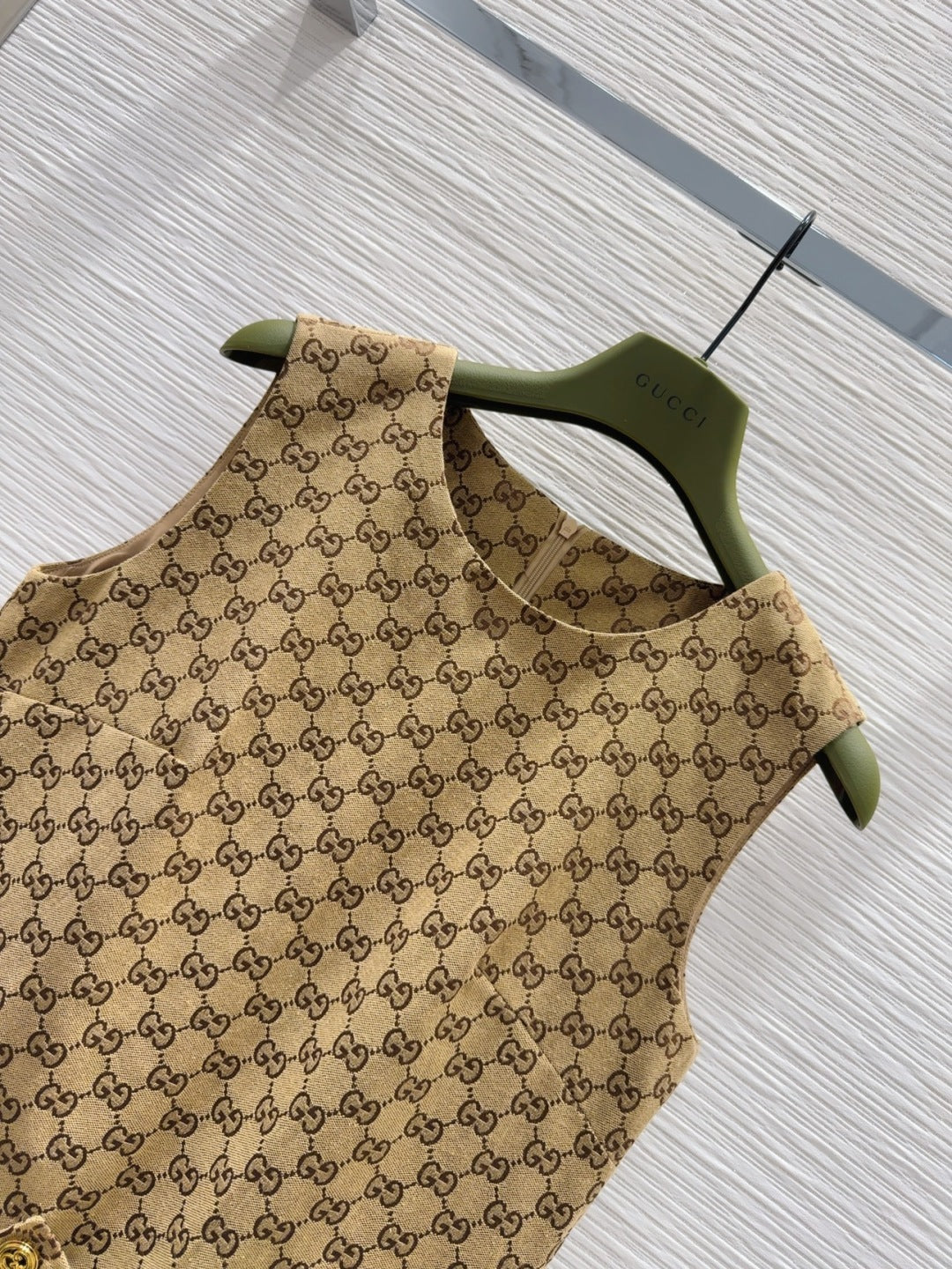 Gucci 2025 MidiDress Camel and Ebony Polyester Fiber