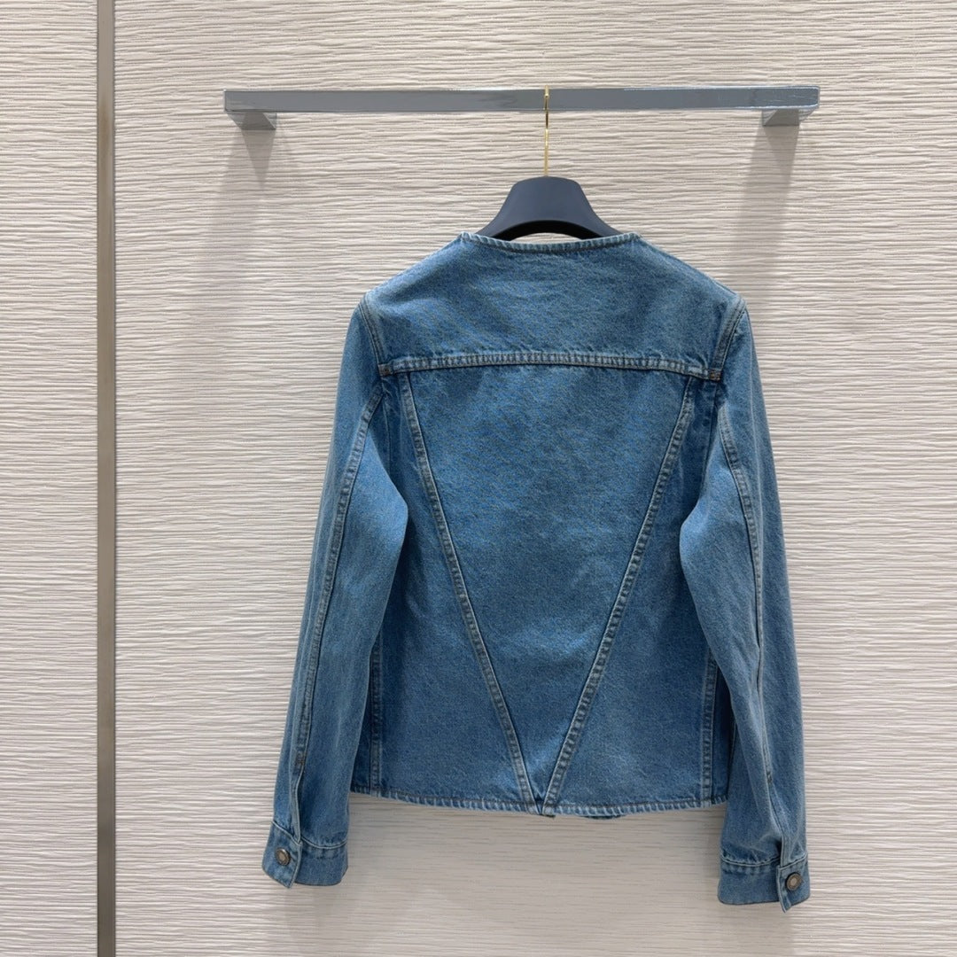 LV 25 Long Sleeve Denim Jacket Blue Cotton