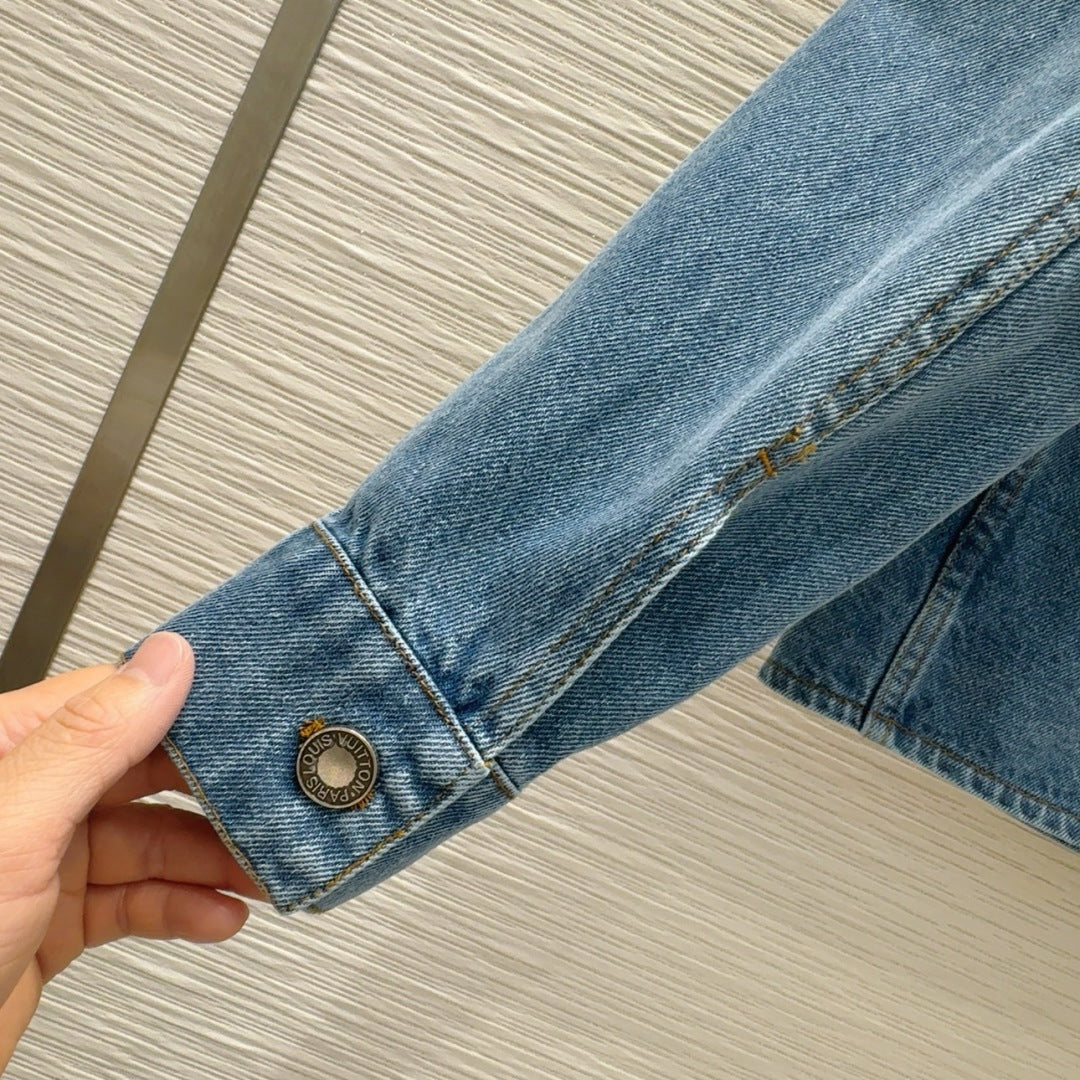 LV 25 Long Sleeve Denim Jacket Blue Cotton