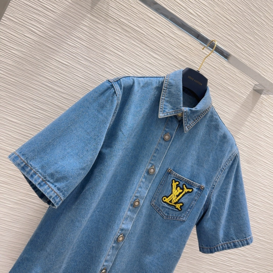 LV 25 Short Sleeve Denim jacket Blue Cotton